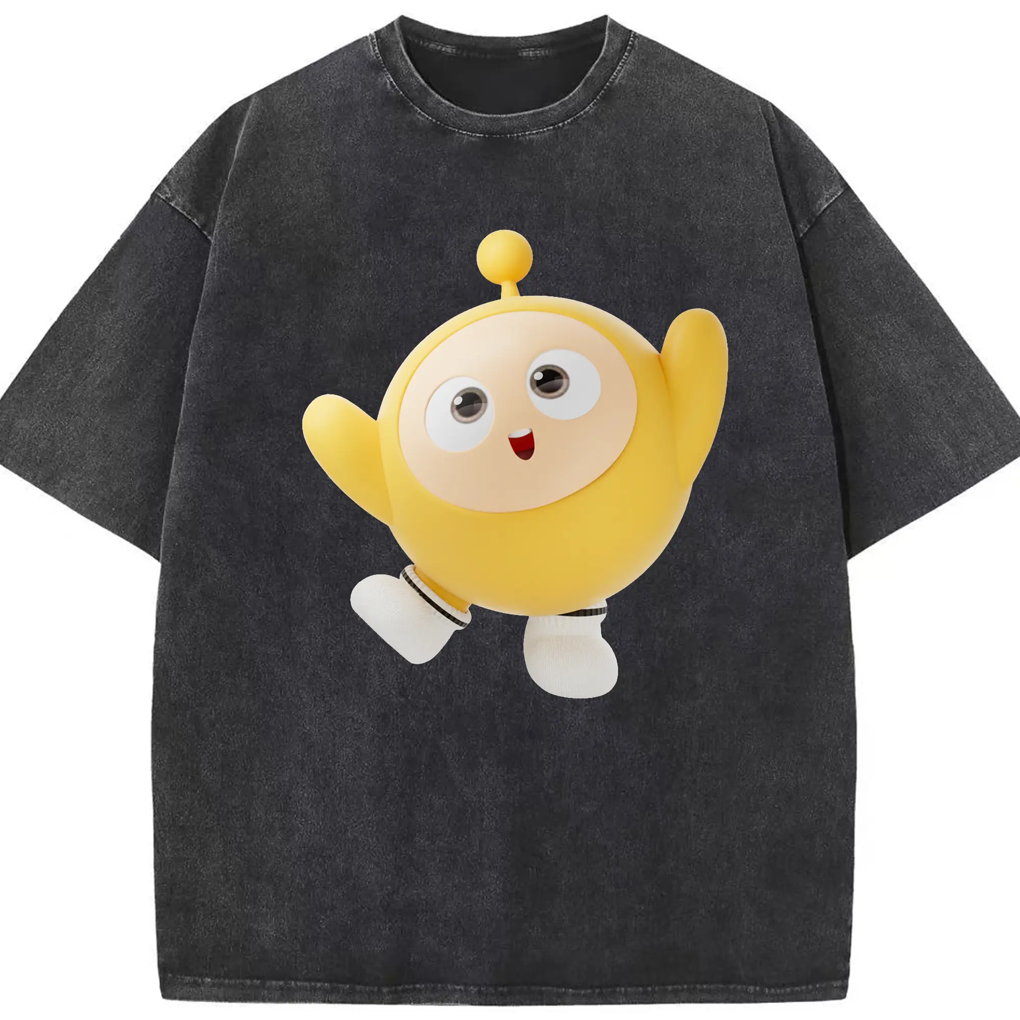 蛋仔パーティー 蛋小黄 キャラクター可愛いゲームグッズ - 綿100％ ヴィンテージ風 半袖Tシャツ ・ フロントプリント ・ 柔らか肌触り ・ 通気性 快適 ・ スポーツ カジュアル 外出用