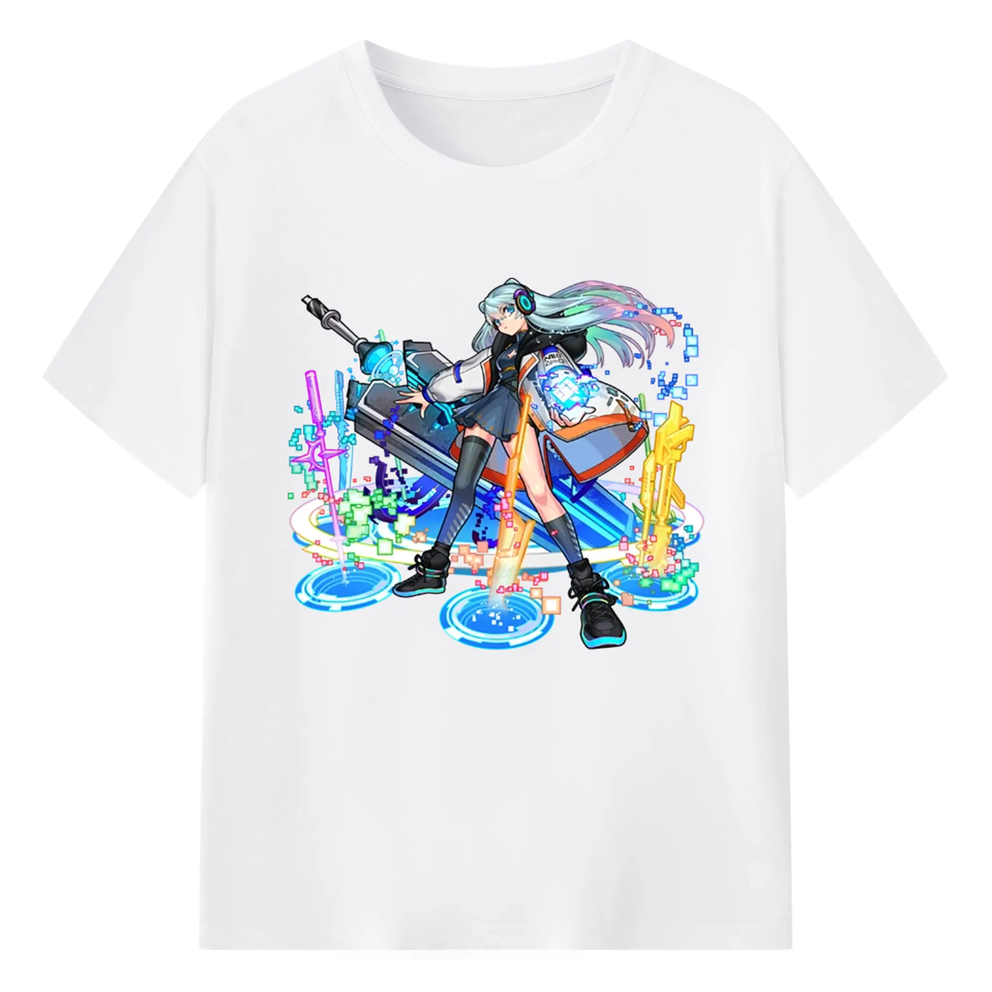 モンスト ネオ ファン必見！かわいいキャラクターグッズ - 綿100％ 半袖Tシャツ ・ フロントプリント ・ 快適 通気性 ・ 日常使い 散歩 スポーツ用
