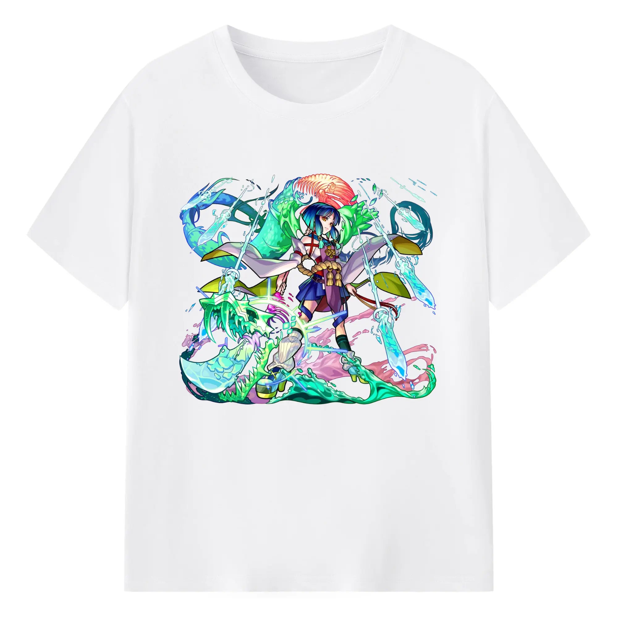 モンスト ヤクモ 人気キャラクター 限定グッズ - 綿100％ 半袖Tシャツ ・ フロントプリント ・ 快適 通気性 ・ 日常使い 散歩 スポーツ用