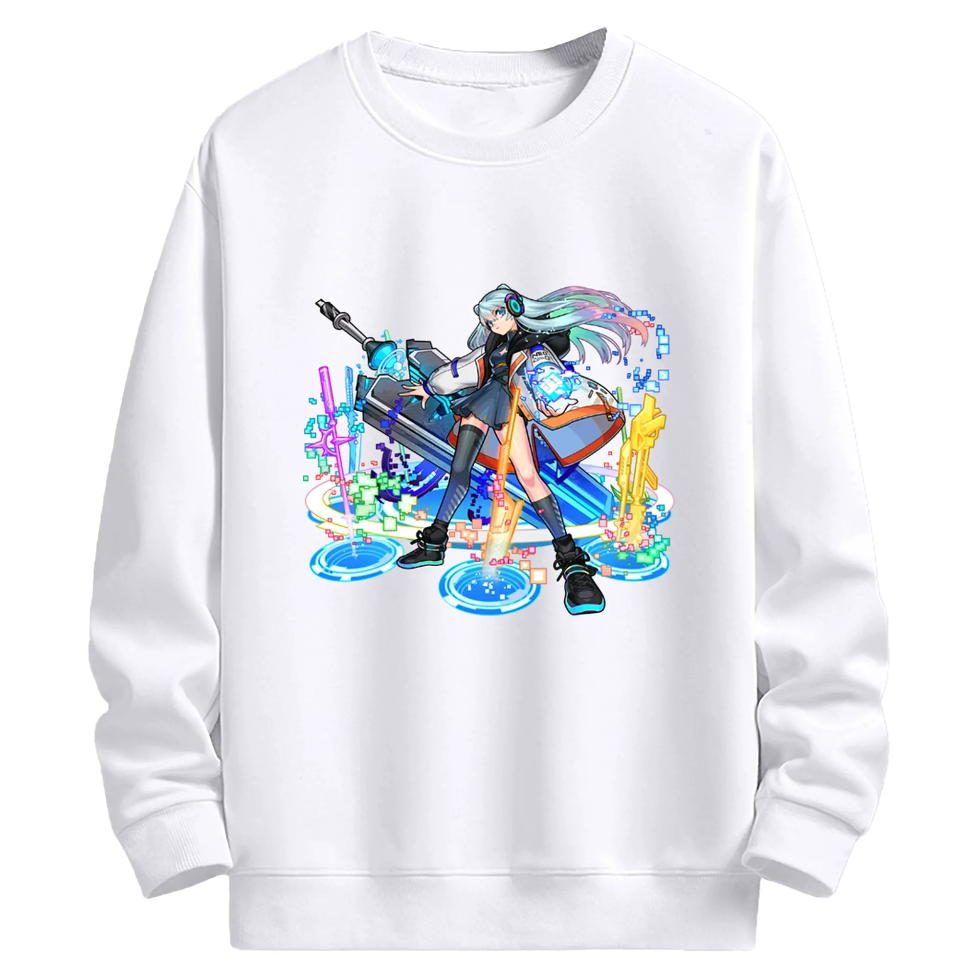 モンスト ネオ ファン必見！かわいいキャラクターグッズ - 高品質 クルーネック スウェット ・ コットン59％ ポリエステル41％ ・ ユニセックス 長袖 トレーナー ・ カジュアル デイリー スポーツ 散歩用