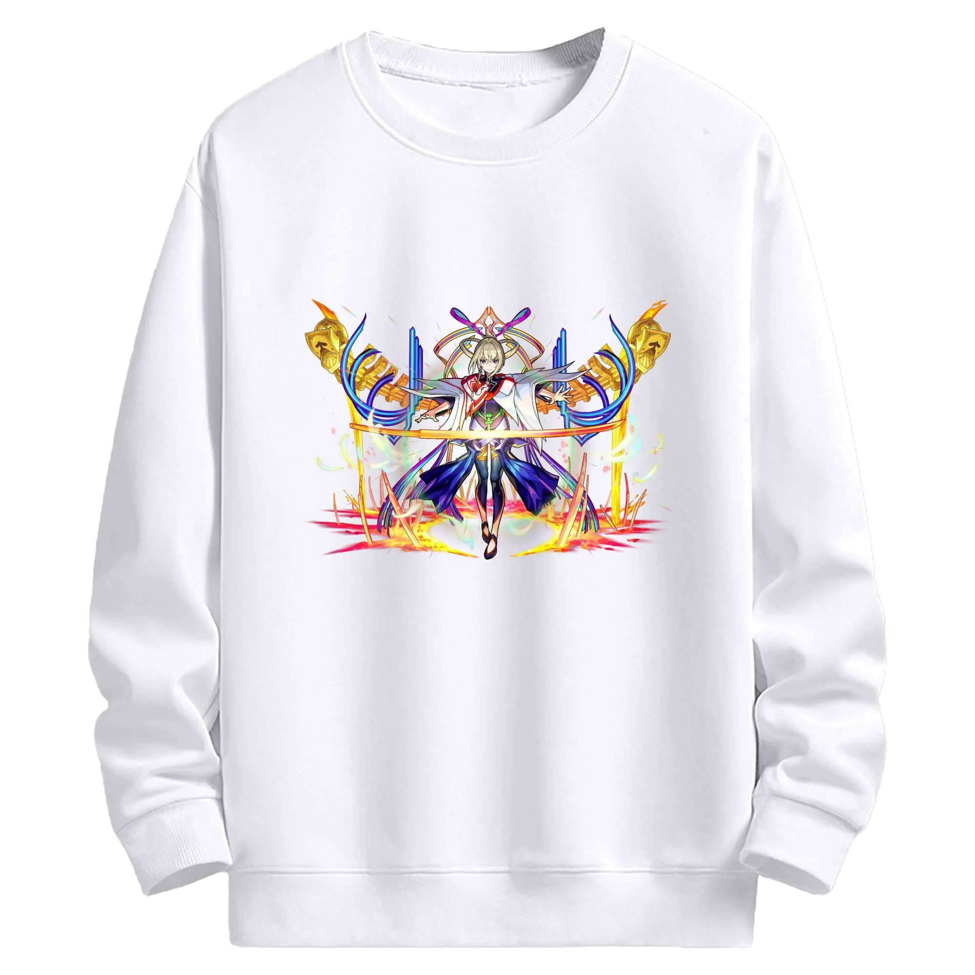 モンスト マサムネ 人気キャラクター 限定グッズ - 高品質 クルーネック スウェット ・ コットン59％ ポリエステル41％ ・ ユニセックス 長袖 トレーナー ・ カジュアル デイリー スポーツ 散歩用