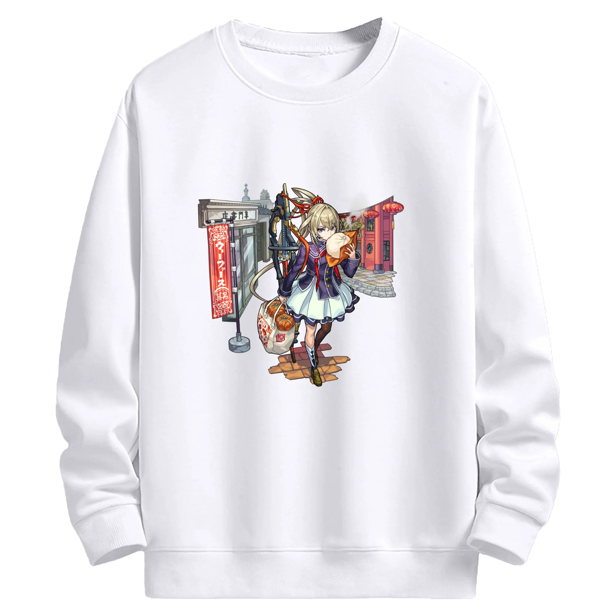 モンスト マサムネ 人気キャラクター 限定グッズ - 高品質 クルーネック スウェット ・ コットン59％ ポリエステル41％ ・ ユニセックス 長袖 トレーナー ・ カジュアル デイリー スポーツ 散歩用