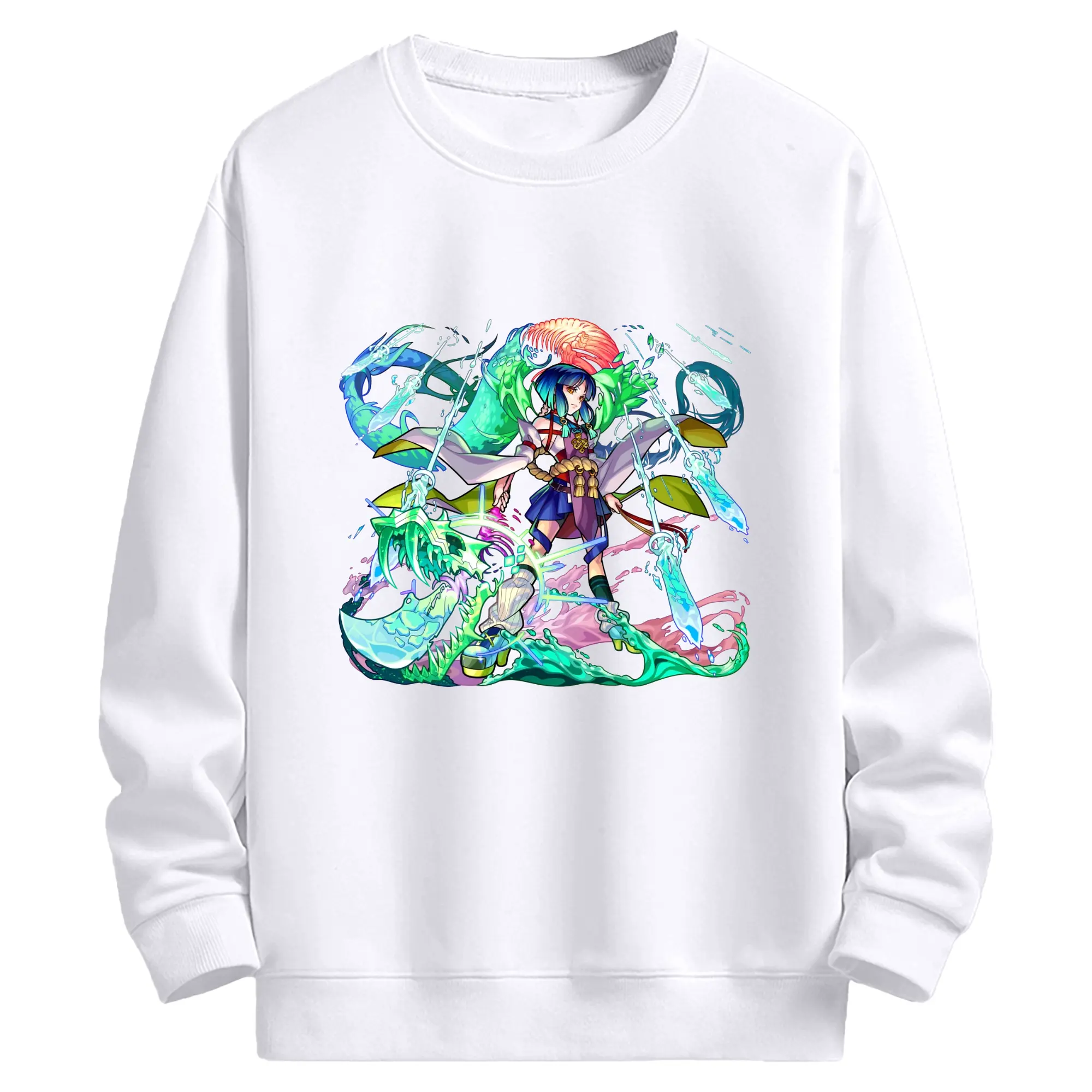 モンスト ヤクモ 人気キャラクター 限定グッズ - 高品質 クルーネック スウェット ・ コットン59％ ポリエステル41％ ・ ユニセックス 長袖 トレーナー ・ カジュアル デイリー スポーツ 散歩用