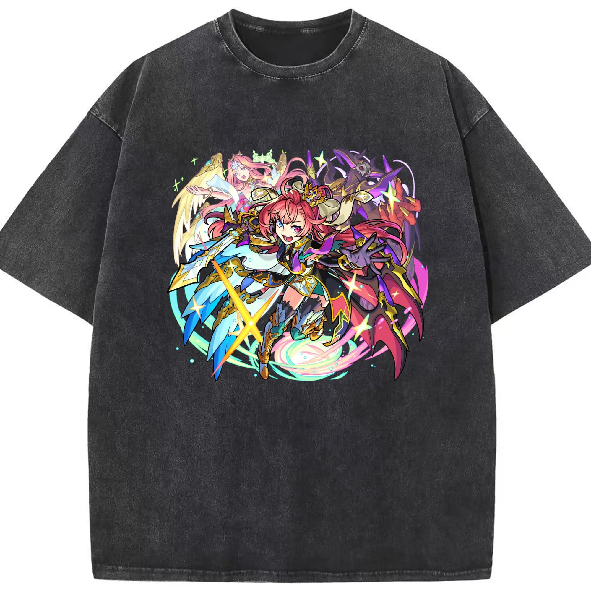 モンスト ソロモン 限定 - 綿100％ ヴィンテージ風 半袖Tシャツ ・ フロントプリント ・ 柔らか肌触り ・ 通気性 快適 ・ スポーツ カジュアル 外出用