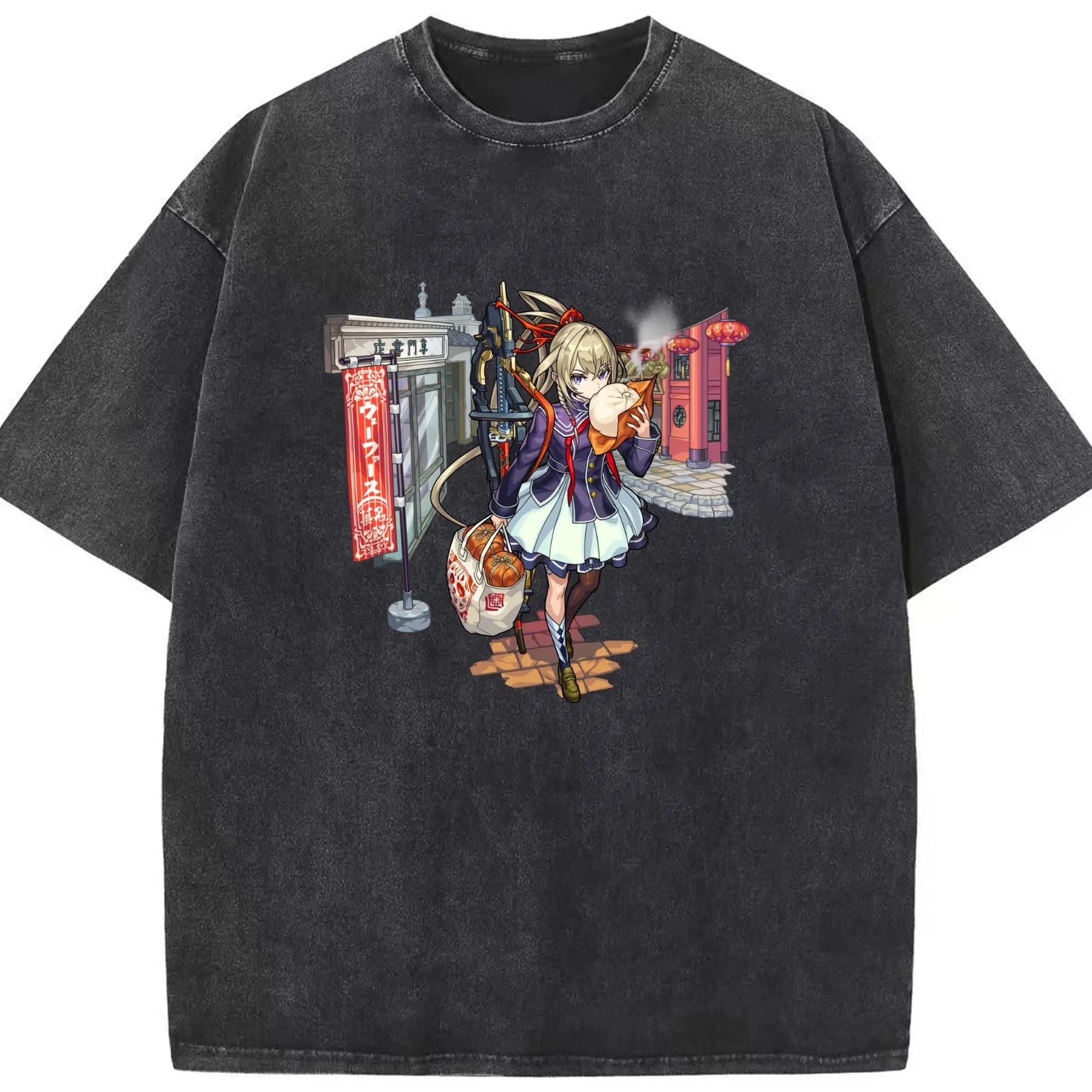 モンスト マサムネ 人気キャラクター 限定グッズ - 綿100％ ヴィンテージ風 半袖Tシャツ ・ フロントプリント ・ 柔らか肌触り ・ 通気性 快適 ・ スポーツ カジュアル 外出用