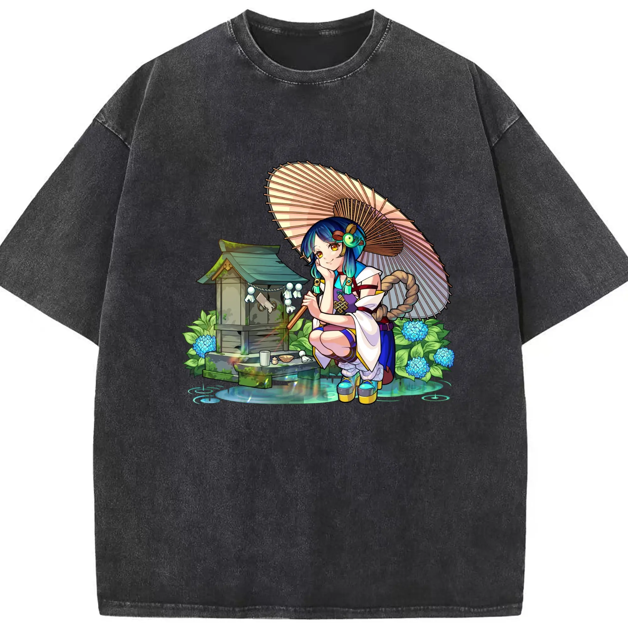 モンスト ヤクモ 人気キャラクター 限定グッズ - 綿100％ ヴィンテージ風 半袖Tシャツ ・ フロントプリント ・ 柔らか肌触り ・ 通気性 快適 ・ スポーツ カジュアル 外出用