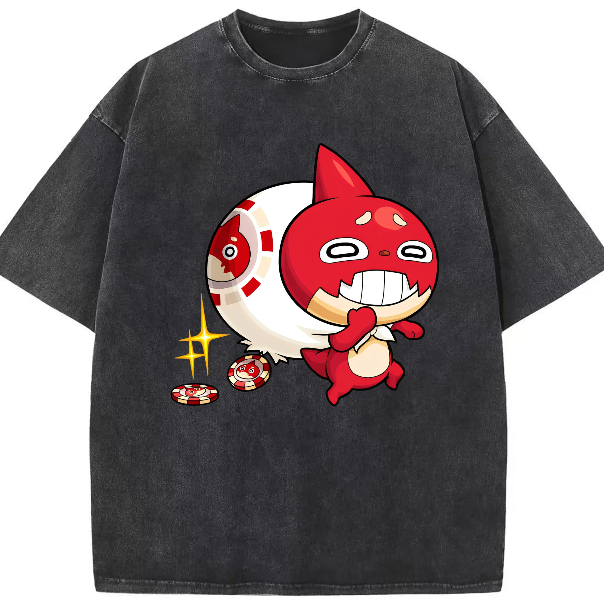 モンスト オラゴン 人気キャラクター 限定グッズ - 綿100％ ヴィンテージ風 半袖Tシャツ ・ フロントプリント ・ 柔らか肌触り ・ 通気性 快適 ・ スポーツ カジュアル 外出用
