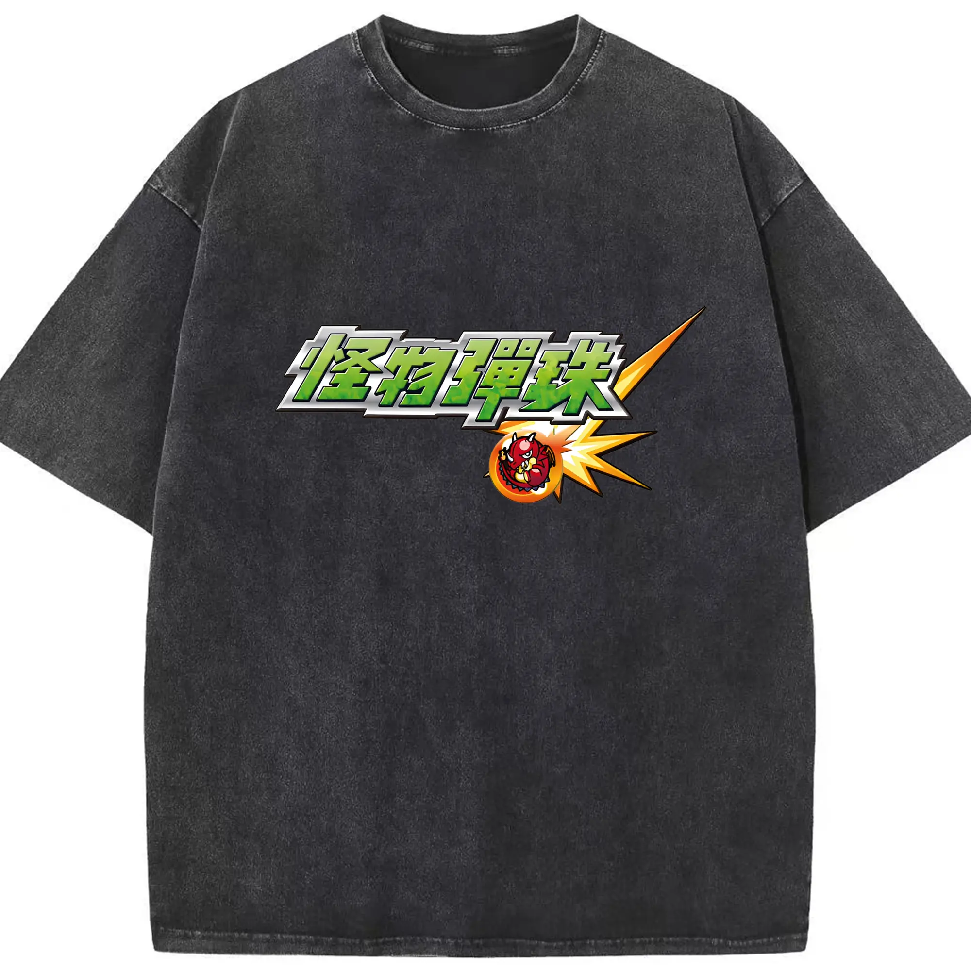 モンスト ロゴ スタイリッシュ 人気キャラクター - 綿100％ ヴィンテージ風 半袖Tシャツ ・ フロントプリント ・ 柔らか肌触り ・ 通気性 快適 ・ スポーツ カジュアル 外出用