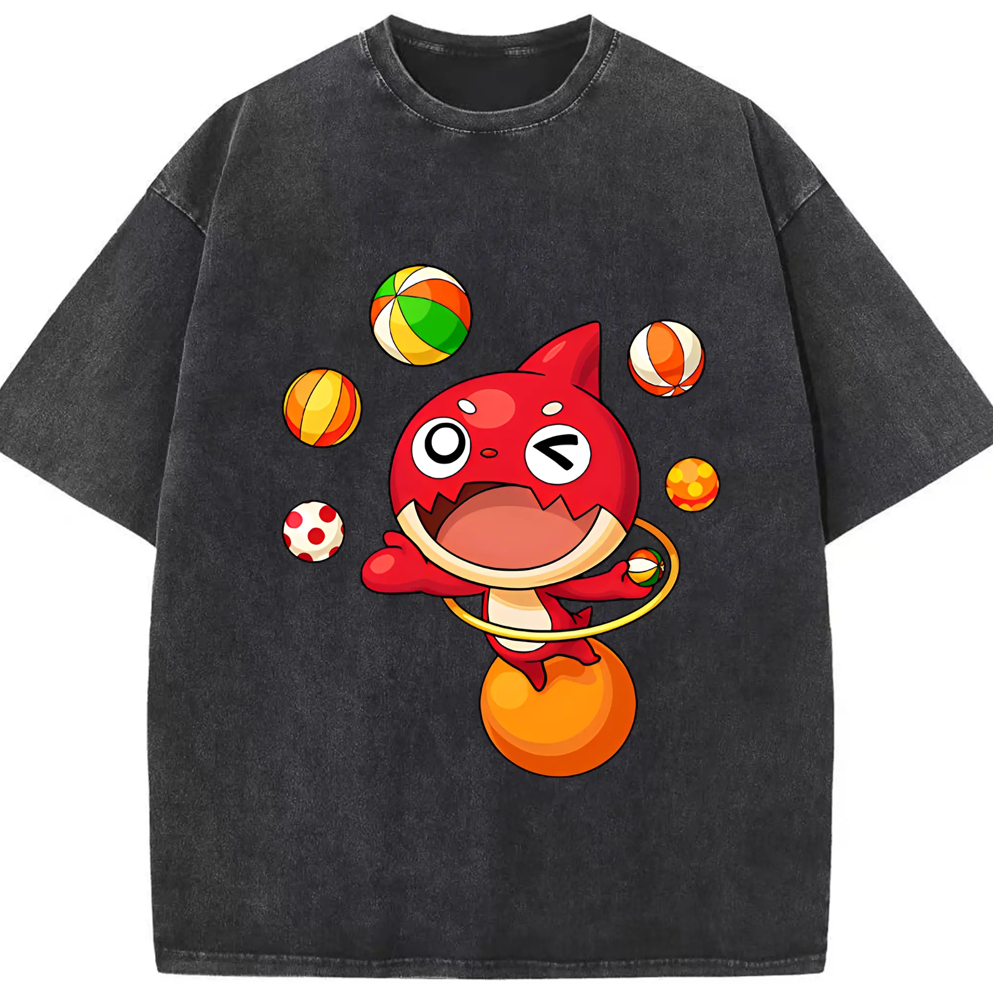 モンスト オラゴン スタイリッシュ 人気キャラクター - 綿100％ ヴィンテージ風 半袖Tシャツ ・ フロントプリント ・ 柔らか肌触り ・ 通気性 快適 ・ スポーツ カジュアル 外出用