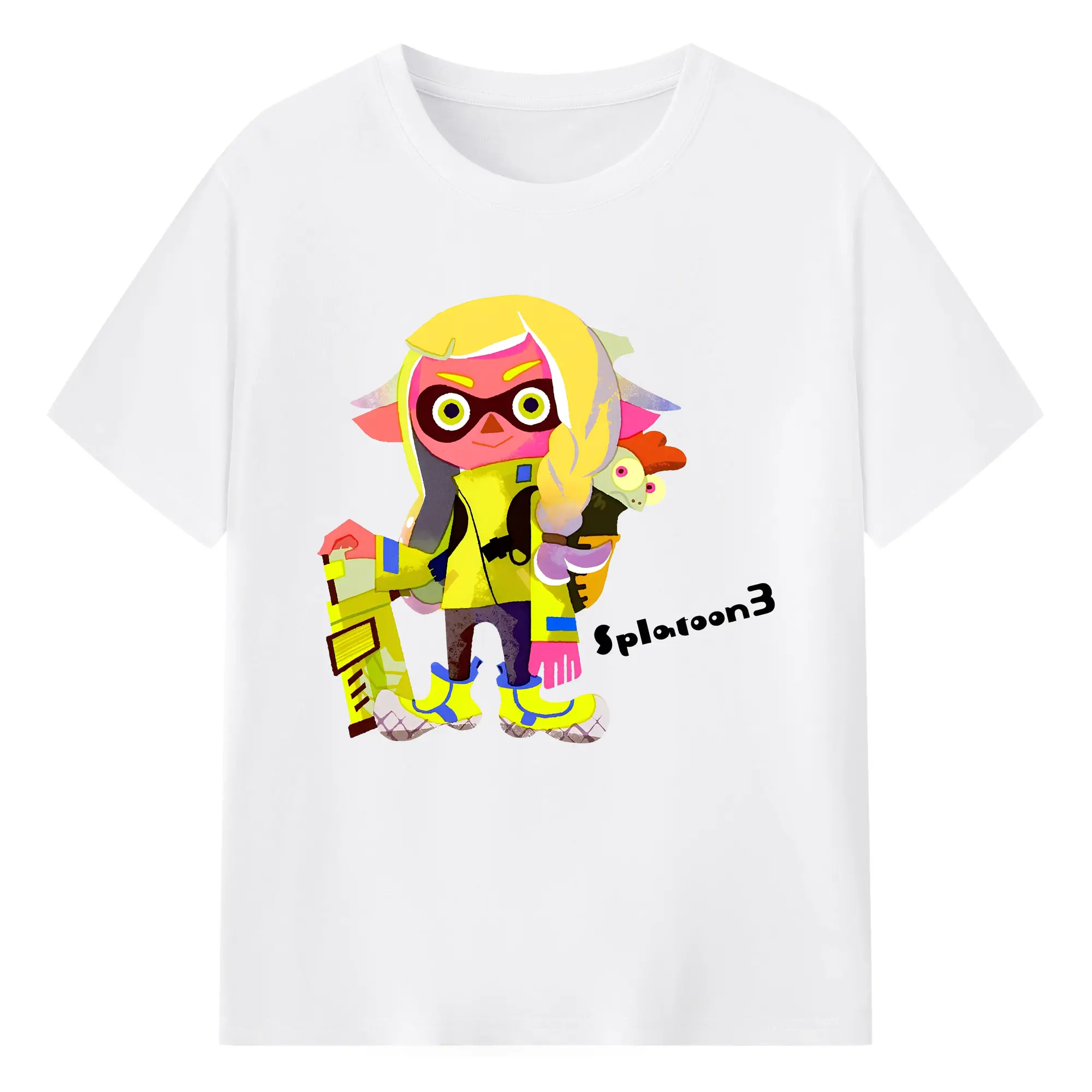 スプラトゥーン3 第3号主人公 キャラクターグッズ - 綿100％ 半袖Tシャツ ・ フロントプリント ・ 快適 通気性 ・ 日常使い 散歩 スポーツ用