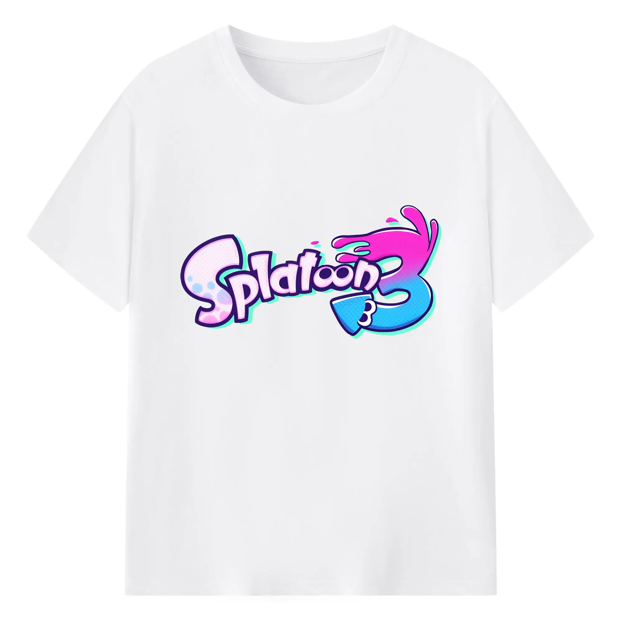 スプラトゥーン3 ロゴデザイン - 綿100％ 半袖Tシャツ ・ フロントプリント ・ 快適 通気性 ・ 日常使い 散歩 スポーツ用