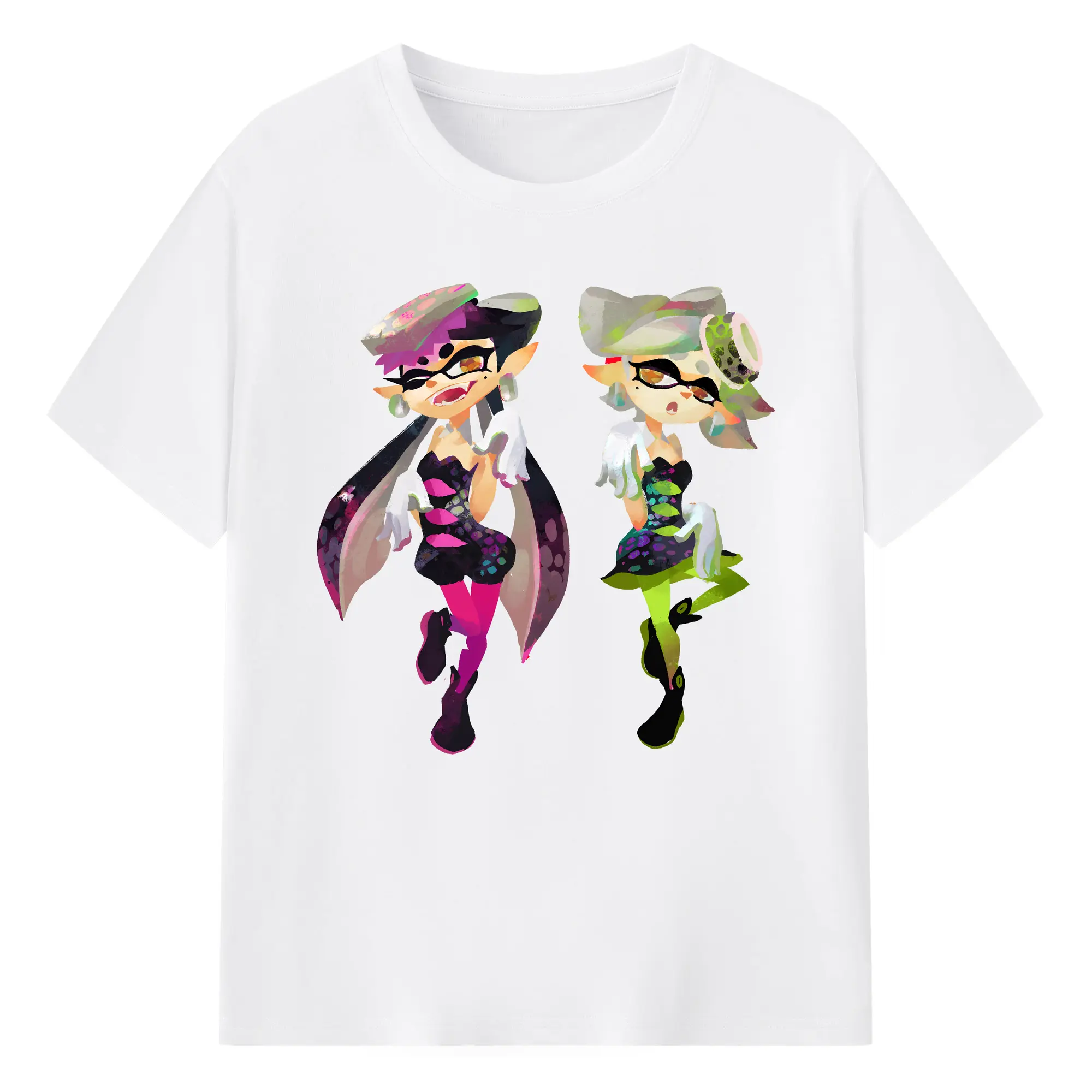 スプラトゥーン スクイドシスターズ 限定 - 綿100％ 半袖Tシャツ ・ フロントプリント ・ 快適 通気性 ・ 日常使い 散歩 スポーツ用