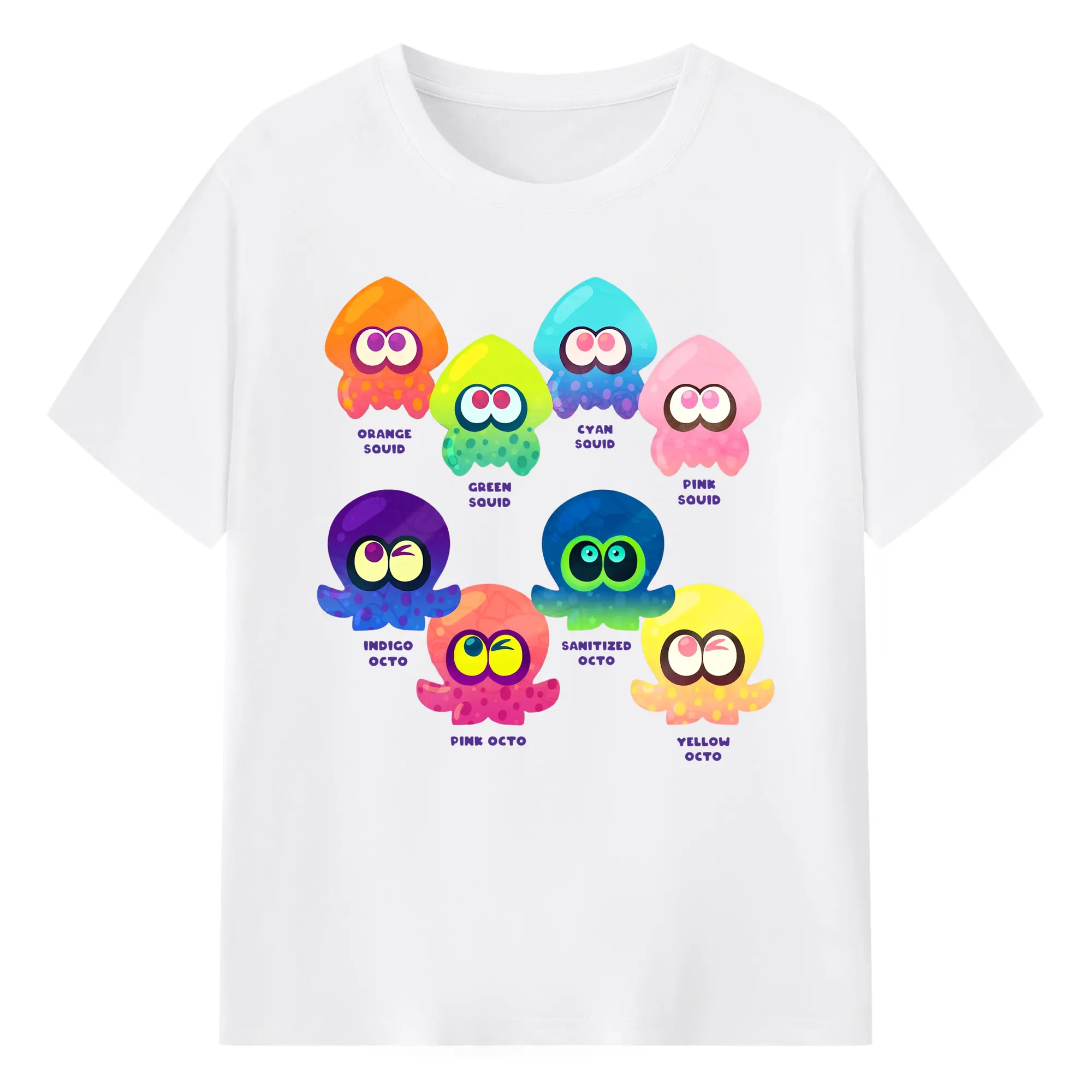 スプラトゥーン3 ミニイカ アイコン 限定版 - 綿100％ 半袖Tシャツ ・ フロントプリント ・ 快適 通気性 ・ 日常使い 散歩 スポーツ用