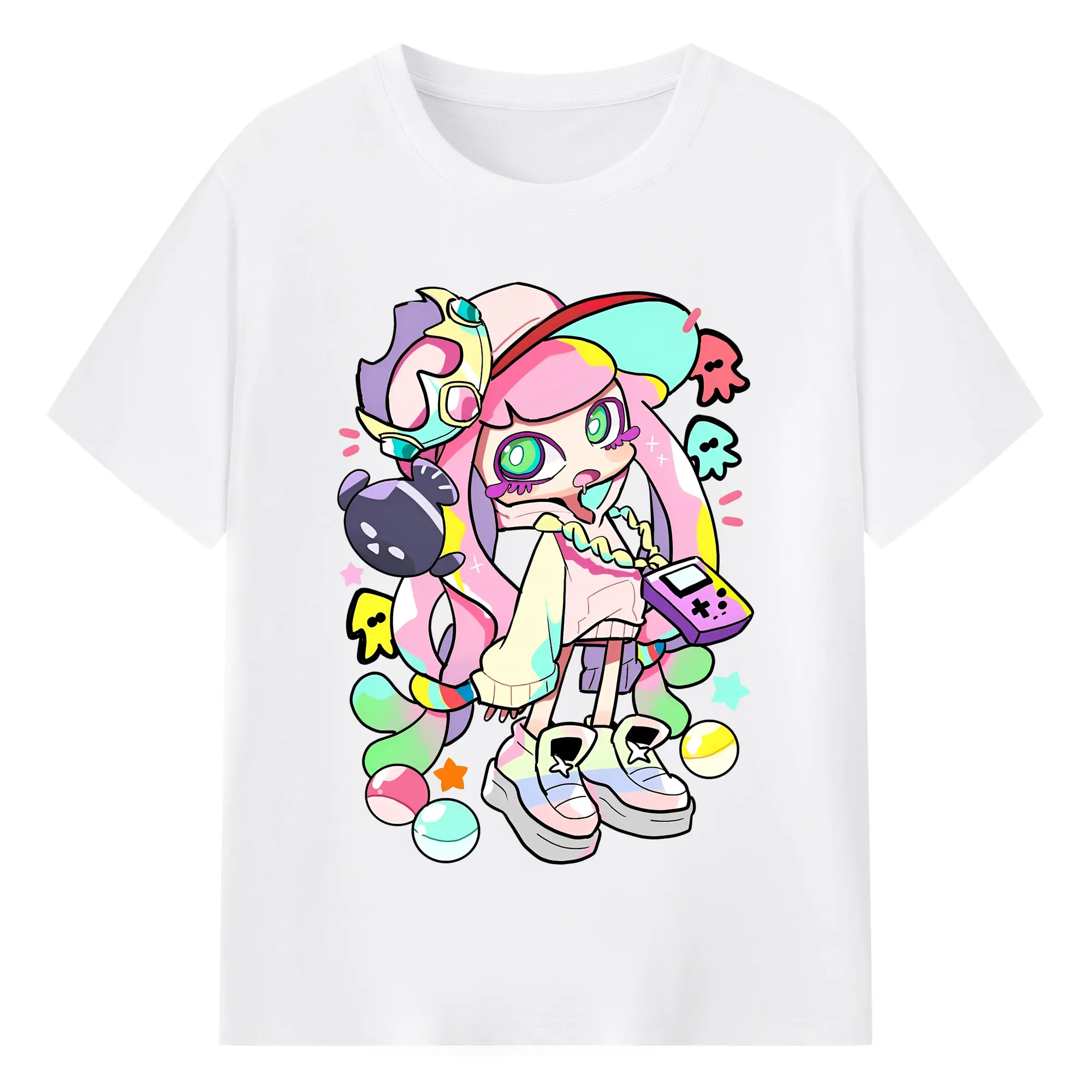 スプラトゥーン3 パル子ちゃん かわいいキャラクターグッズ - 綿100％ 半袖Tシャツ ・ フロントプリント ・ 快適 通気性 ・ 日常使い 散歩 スポーツ用