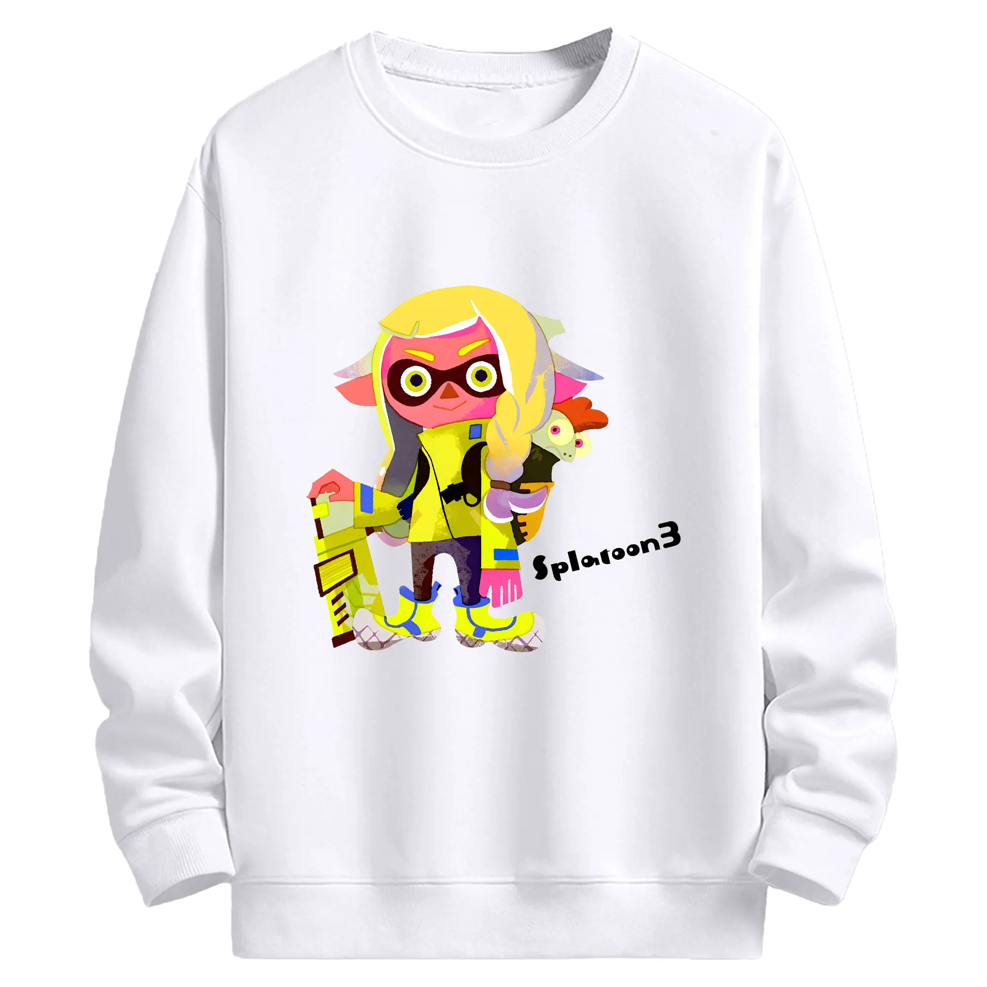 スプラトゥーン3 第3号主人公 キャラクターグッズ - 高品質 クルーネック スウェット ・ コットン59％ ポリエステル41％ ・ ユニセックス 長袖 トレーナー ・ カジュアル デイリー スポーツ 散歩用