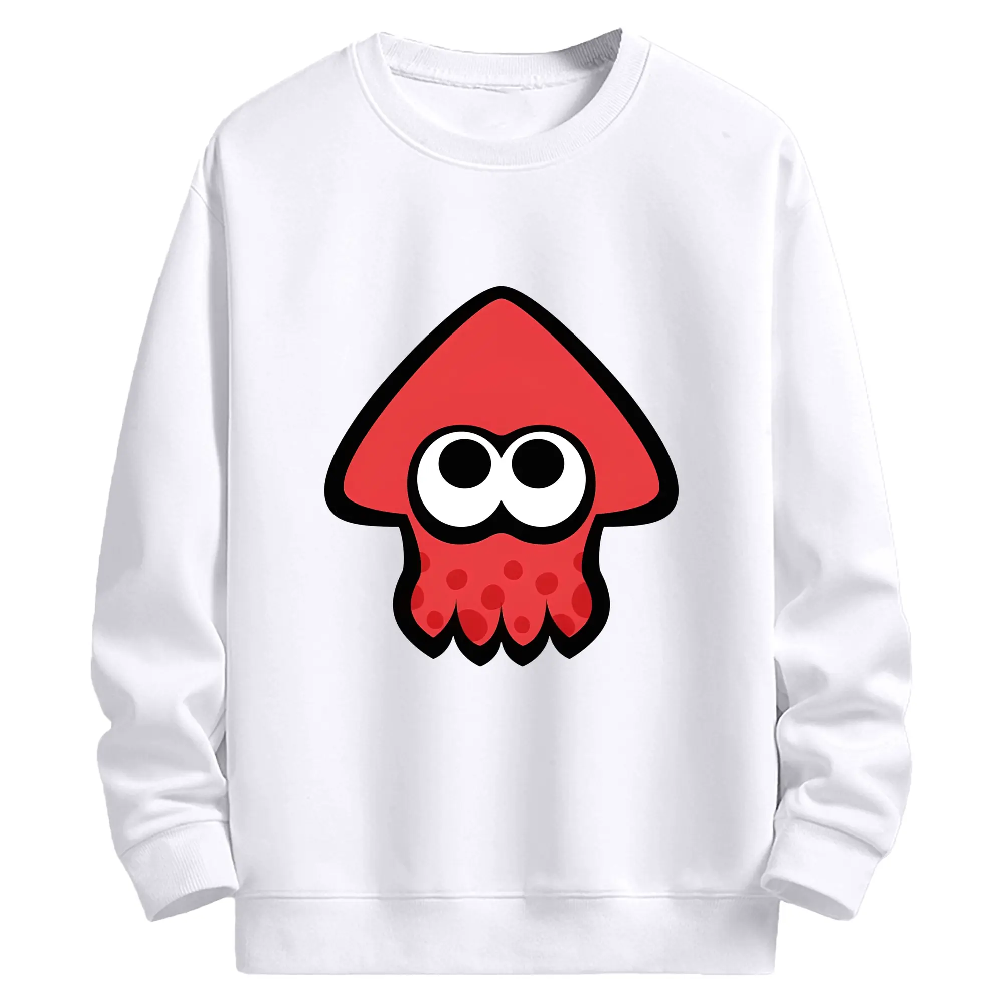スプラトゥーン3 ちびイカロゴ デザイン - 高品質 クルーネック スウェット ・ コットン59％ ポリエステル41％ ・ ユニセックス 長袖 トレーナー ・ カジュアル デイリー スポーツ 散歩用