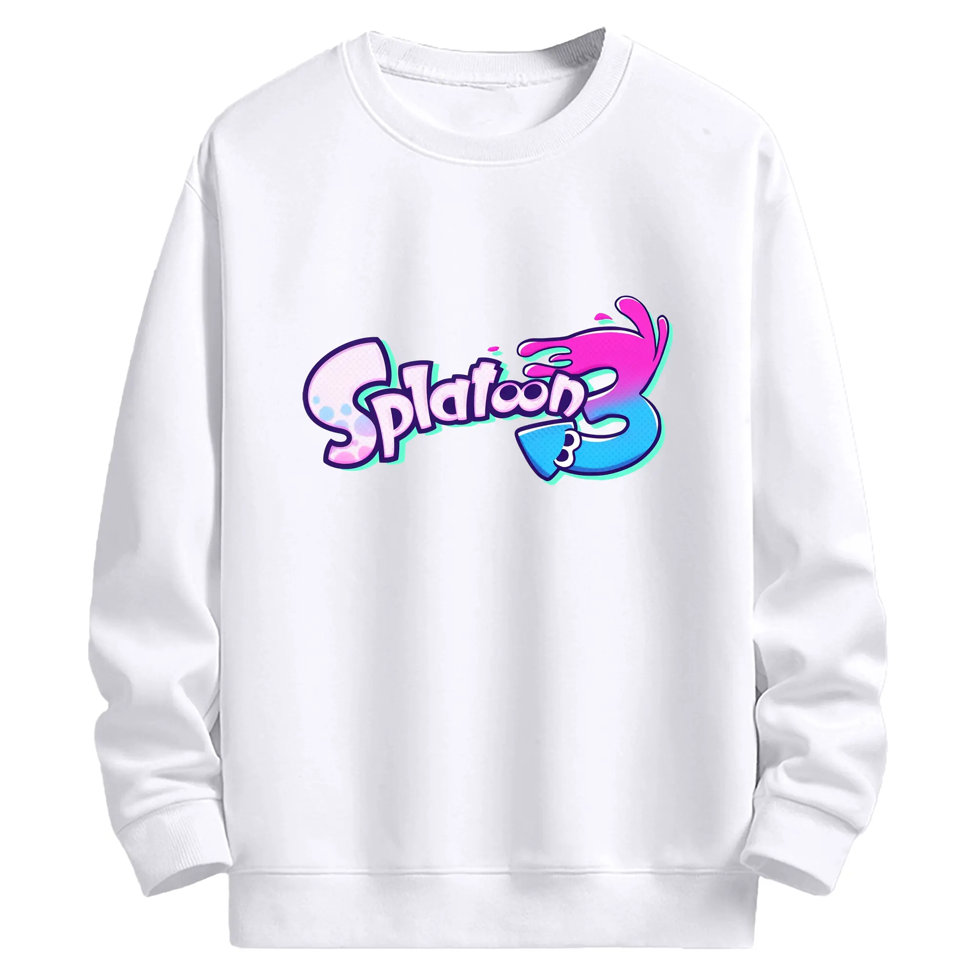 スプラトゥーン3 ロゴデザイン - 高品質 クルーネック スウェット ・ コットン59％ ポリエステル41％ ・ ユニセックス 長袖 トレーナー ・ カジュアル デイリー スポーツ 散歩用