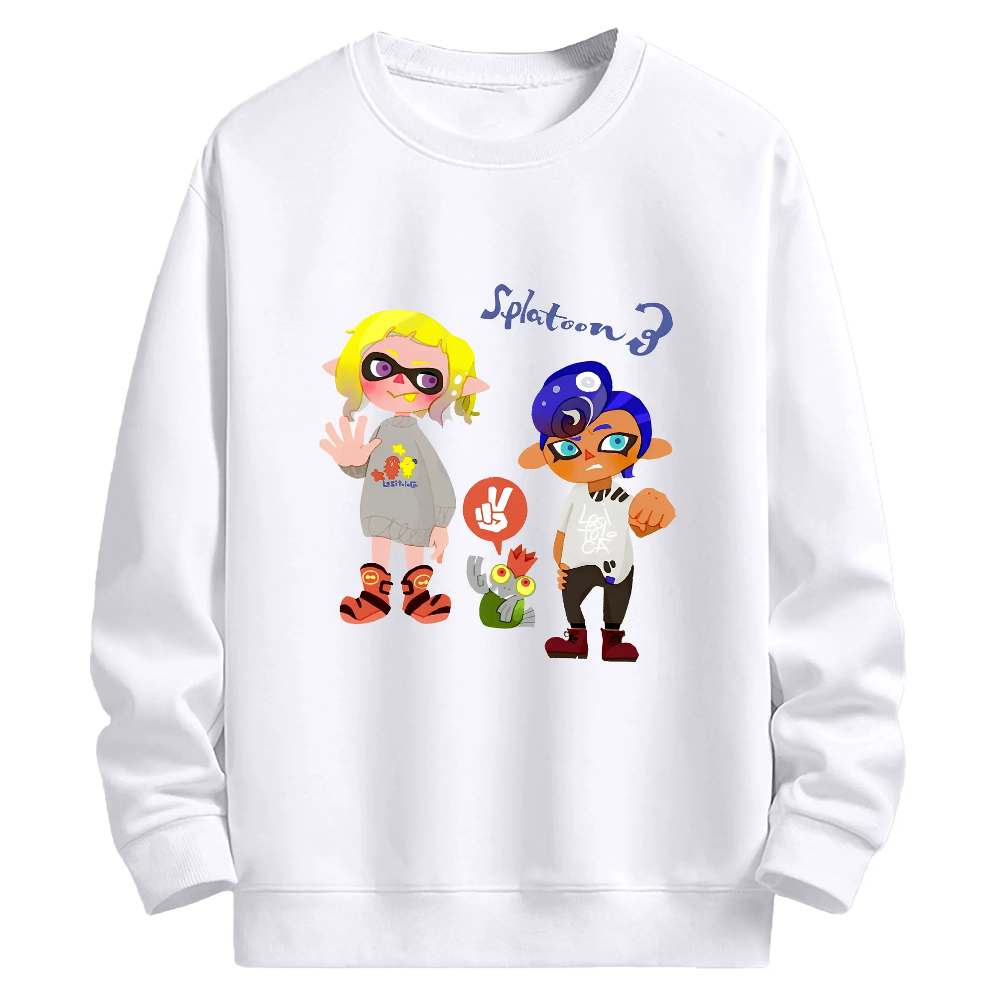 スプラトゥーン3 人気キャラ 限定 - 高品質 クルーネック スウェット ・ コットン59％ ポリエステル41％ ・ ユニセックス 長袖 トレーナー ・ カジュアル デイリー スポーツ 散歩用