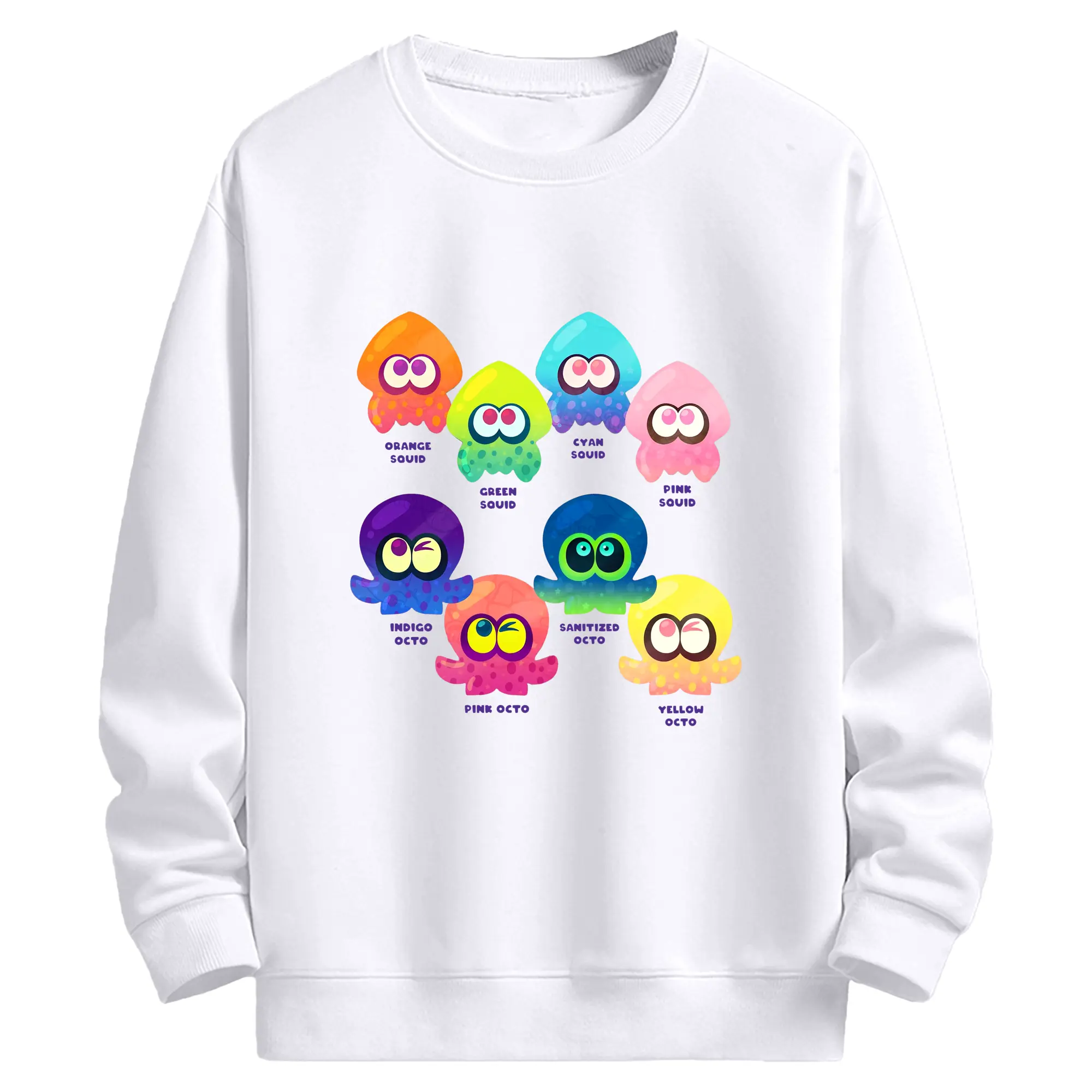 スプラトゥーン3 ミニイカ アイコン 限定版 - 高品質 クルーネック スウェット ・ コットン59％ ポリエステル41％ ・ ユニセックス 長袖 トレーナー ・ カジュアル デイリー スポーツ 散歩用