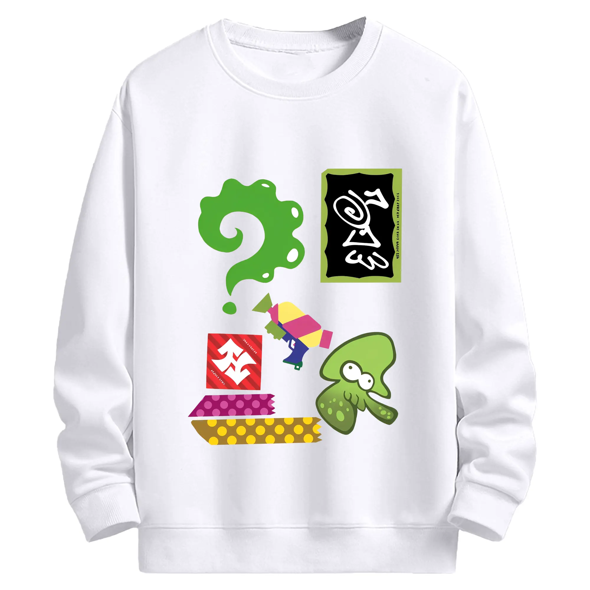 スプラトゥーン3 カラフルエレメント キャラクターグッズ - 高品質 クルーネック スウェット ・ コットン59％ ポリエステル41％ ・ ユニセックス 長袖 トレーナー ・ カジュアル デイリー スポーツ 散歩用