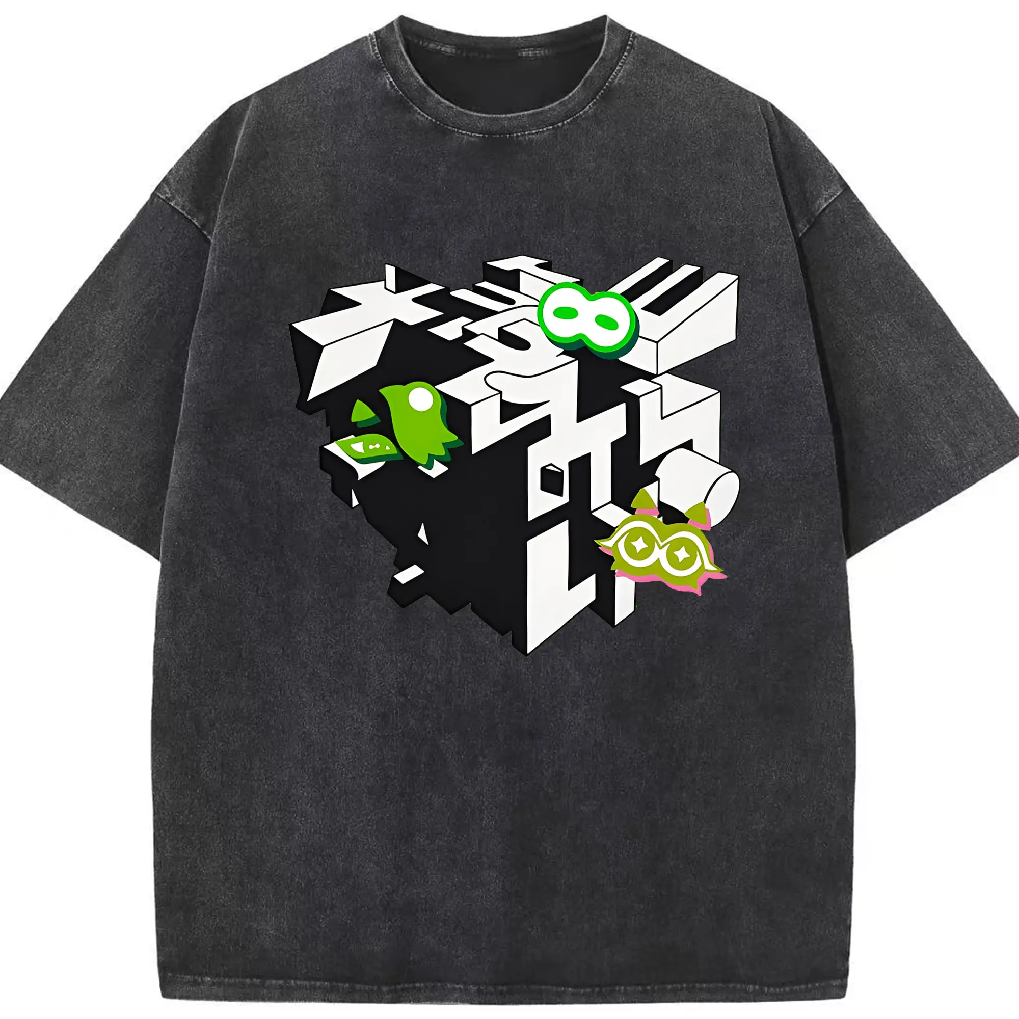 『スプラトゥーン3』の「グランドフェスティバル」 - 綿100％ ヴィンテージ風 半袖Tシャツ ・ フロントプリント ・ 柔らか肌触り ・ 通気性 快適 ・ スポーツ カジュアル 外出用