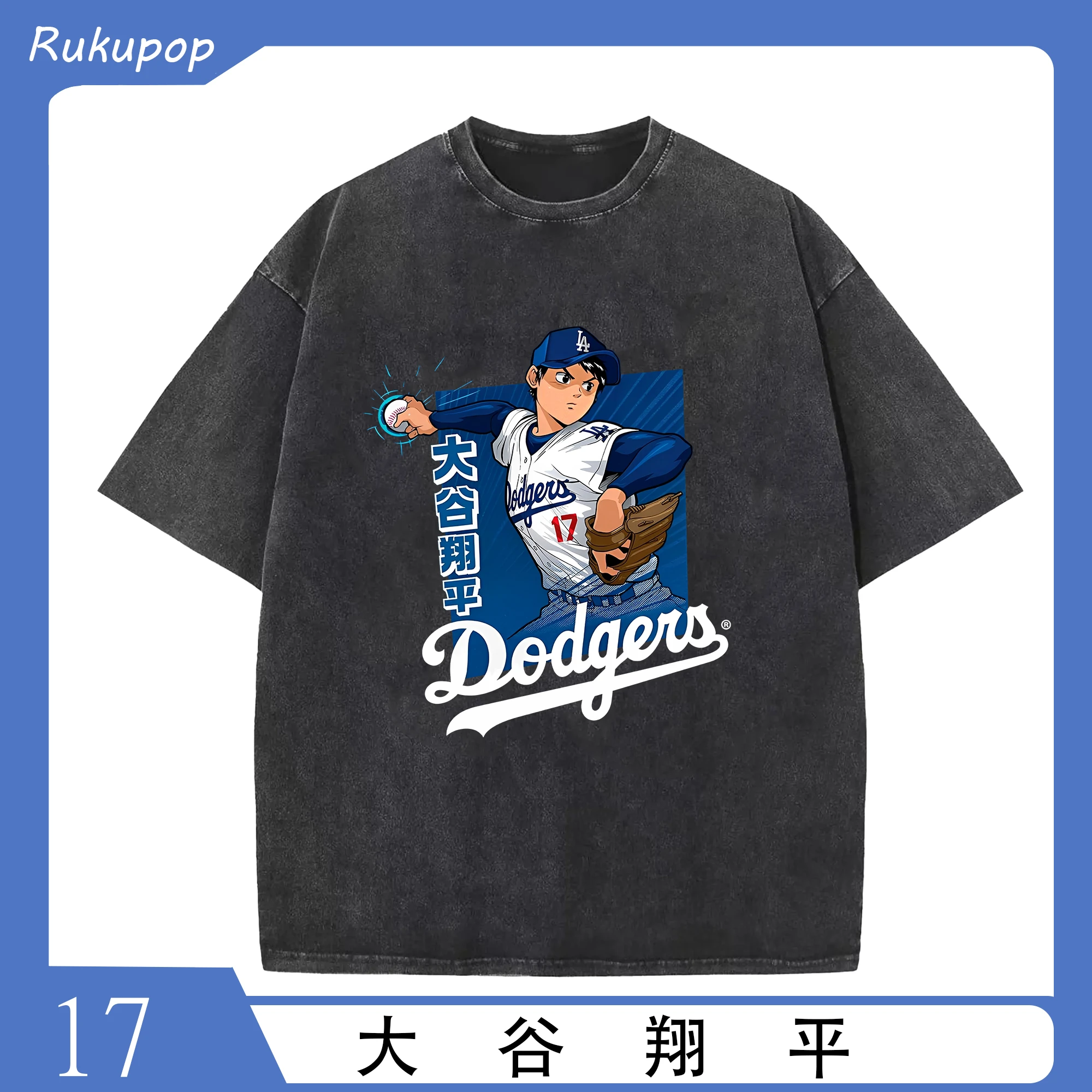 大谷翔平 ドジャース 漫画風 限定新作コレクション🔥🔥 - 綿100％ ヴィンテージ風 半袖Tシャツ ・ フロントプリント ・ 柔らか肌触り ・ 通気性 快適 ・ スポーツ カジュアル 外出用
