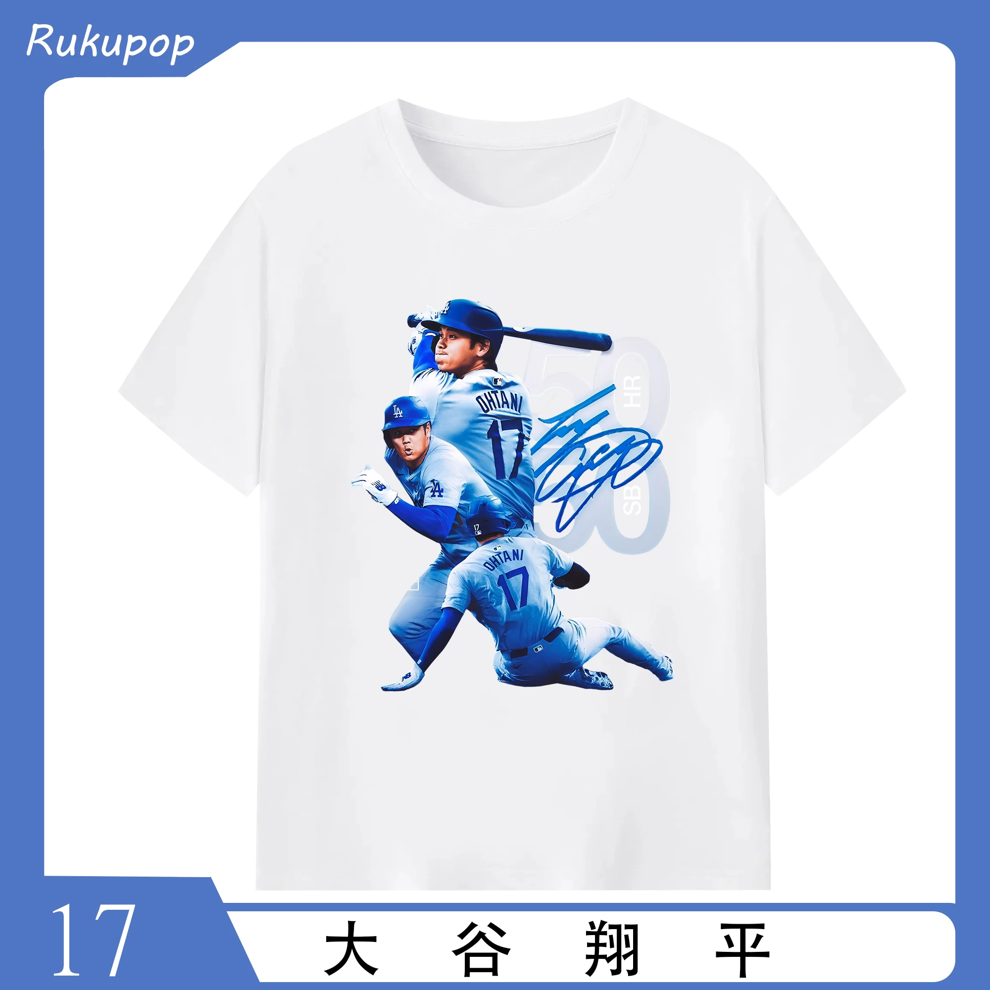大谷翔平 MLB初の50/50達成！歴史的名場面⚡️ - 綿100％ 半袖Tシャツ ・ フロントプリント ・ 快適 通気性 ・ 日常使い 散歩 スポーツ用