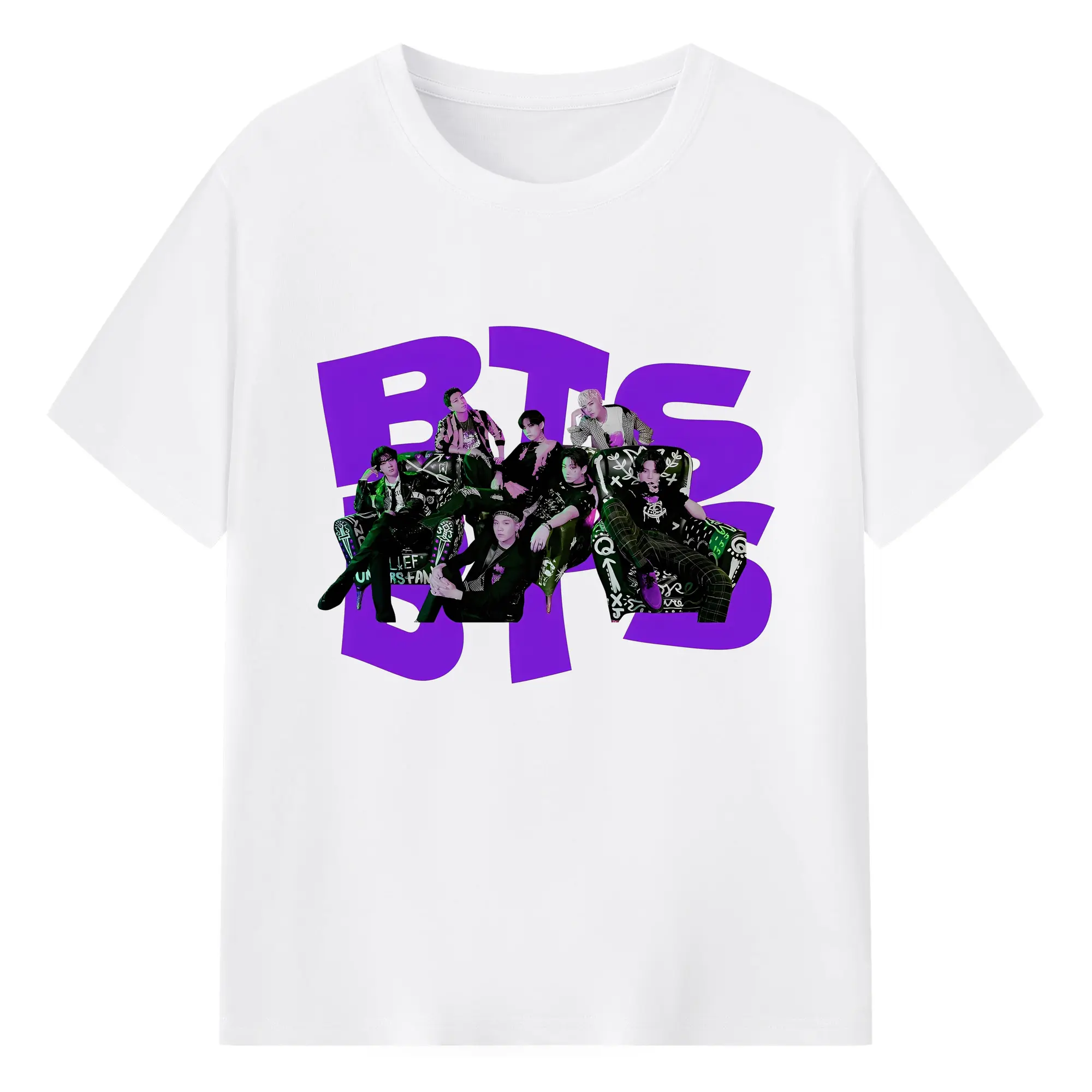 BTS 推し活💜ライブ・コンサート応援にぴったり - 綿100％ 半袖Tシャツ ・ フロントプリント ・ 快適 通気性 ・ 日常使い 散歩 スポーツ用