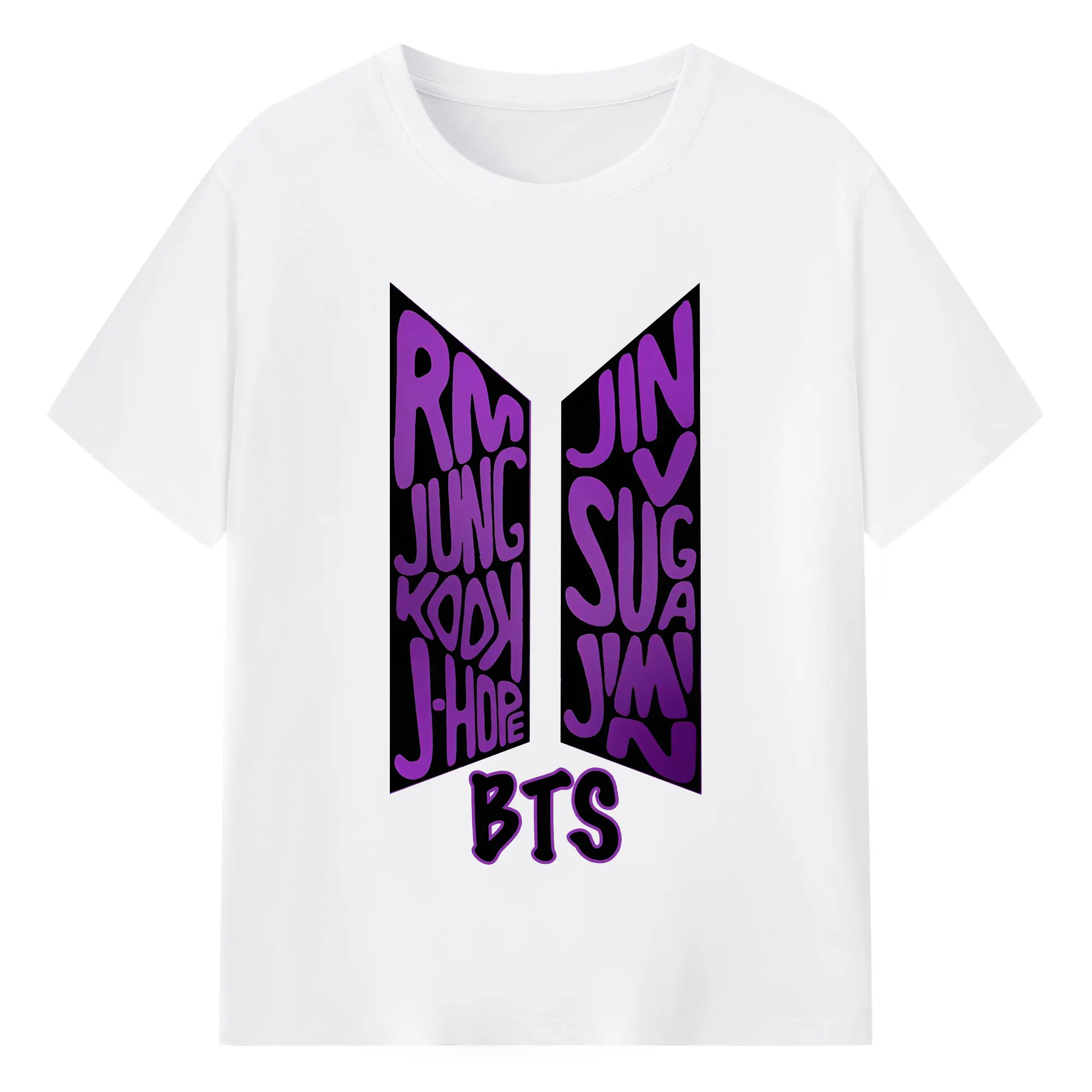 BTS 推し活💜ライブ・コンサート応援にぴったり - 綿100％ 半袖Tシャツ ・ フロントプリント ・ 快適 通気性 ・ 日常使い 散歩 スポーツ用