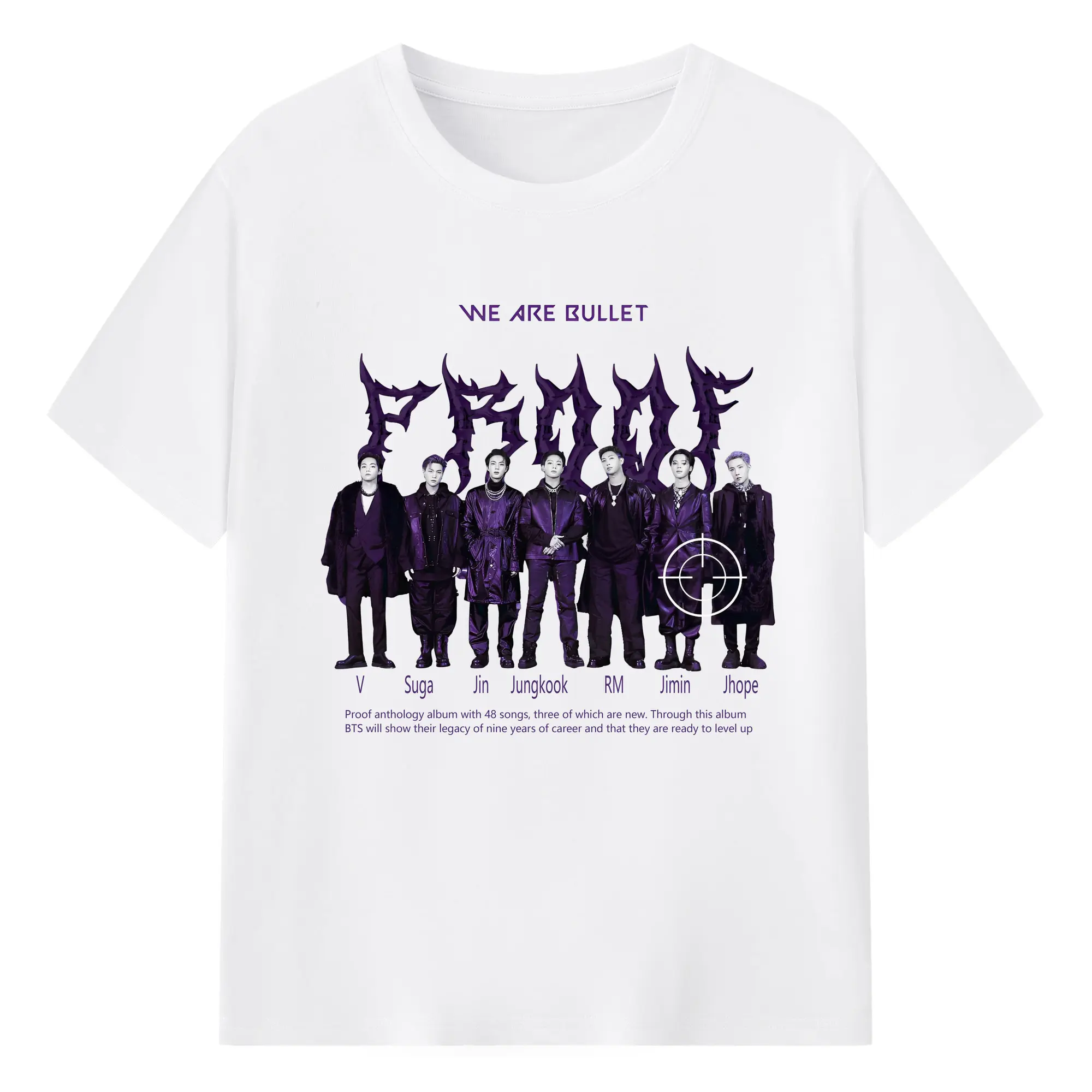 BTS アルバム『Proof』人気限定 ファン必見 - 綿100％ 半袖Tシャツ ・ フロントプリント ・ 快適 通気性 ・ 日常使い 散歩 スポーツ用