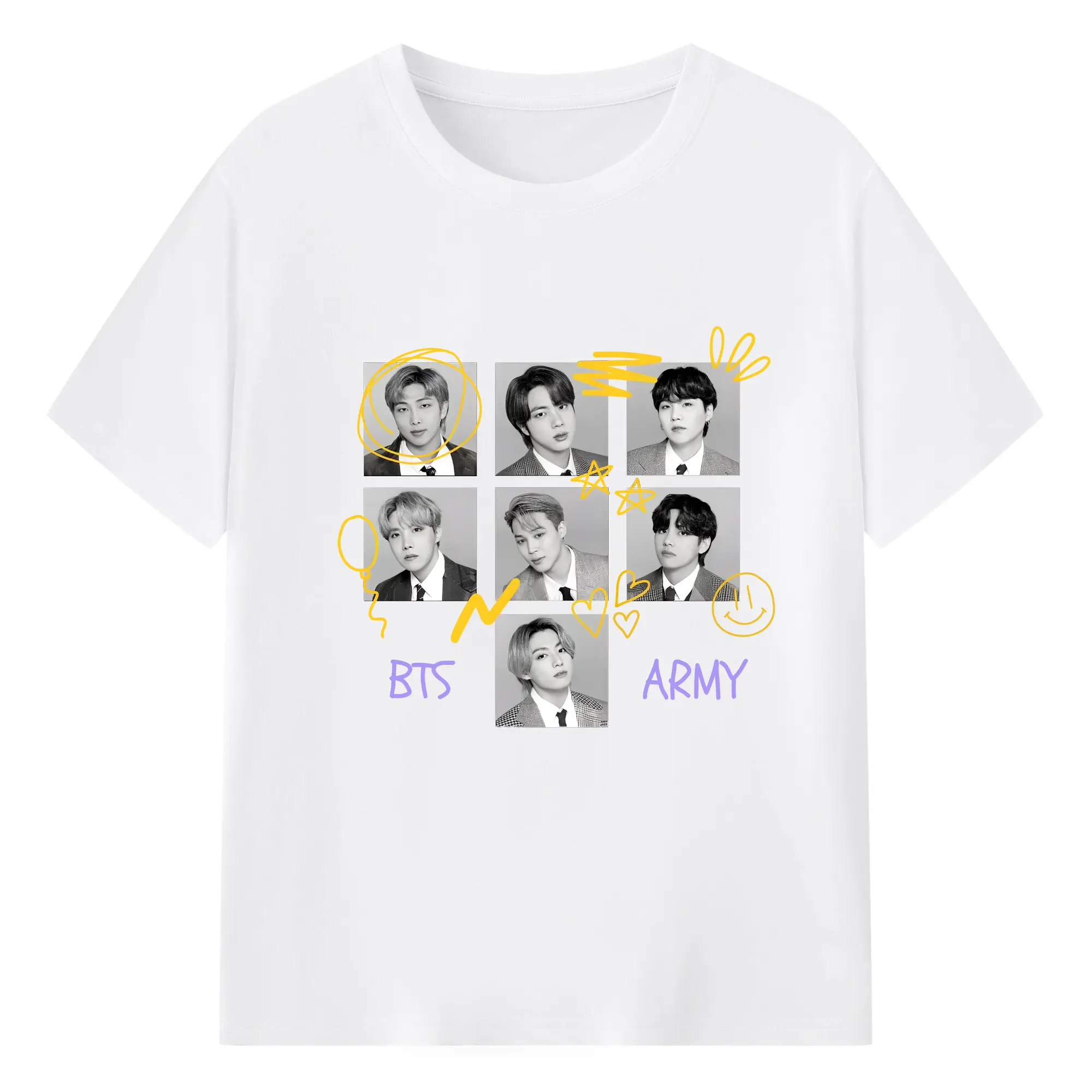 BTS 限定プリン メンバー別コレクション✨ - 綿100％ 半袖Tシャツ ・ フロントプリント ・ 快適 通気性 ・ 日常使い 散歩 スポーツ用