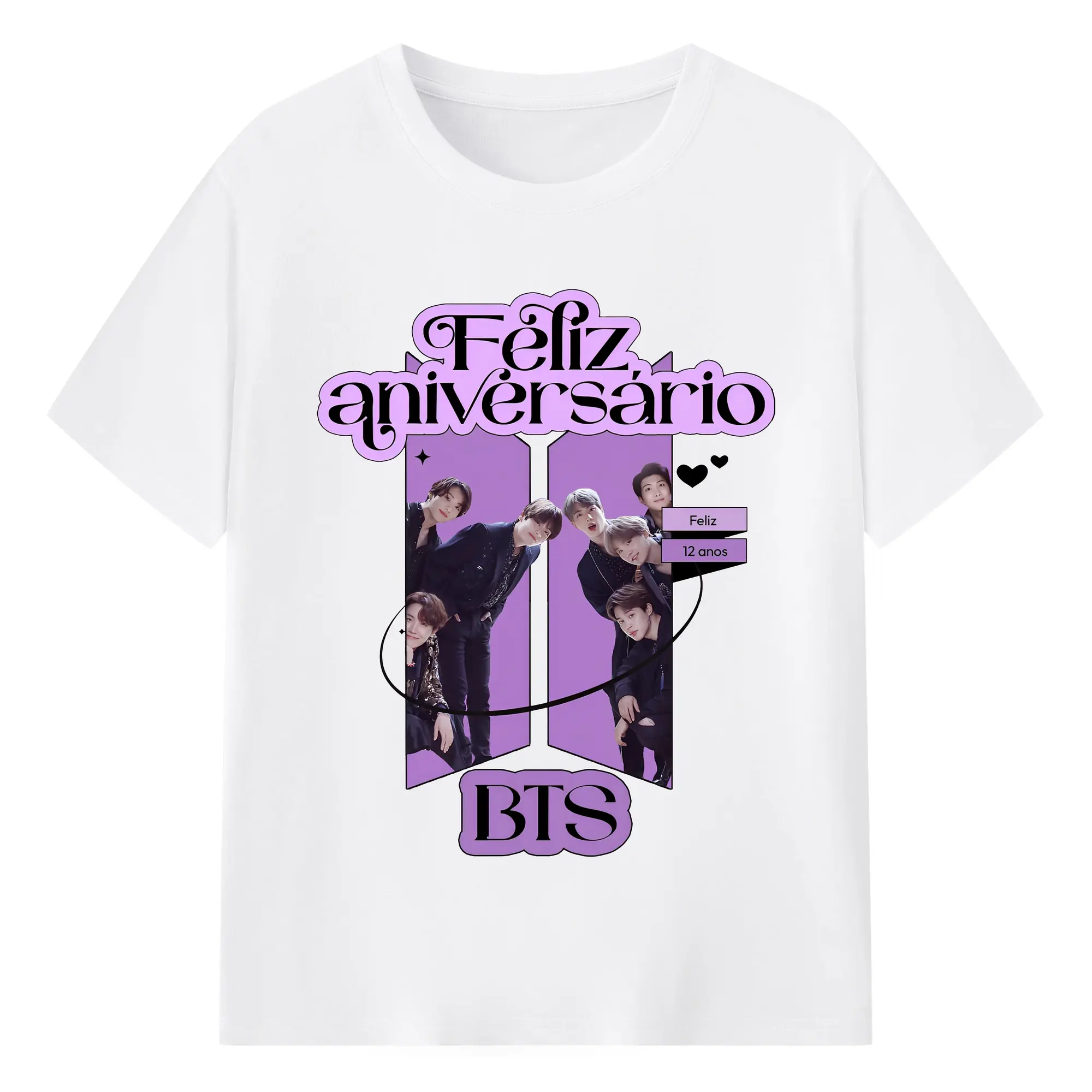 BTS 記念周年 応援ARMY必見 限定モデル💜 - 綿100％ 半袖Tシャツ ・ フロントプリント ・ 快適 通気性 ・ 日常使い 散歩 スポーツ用