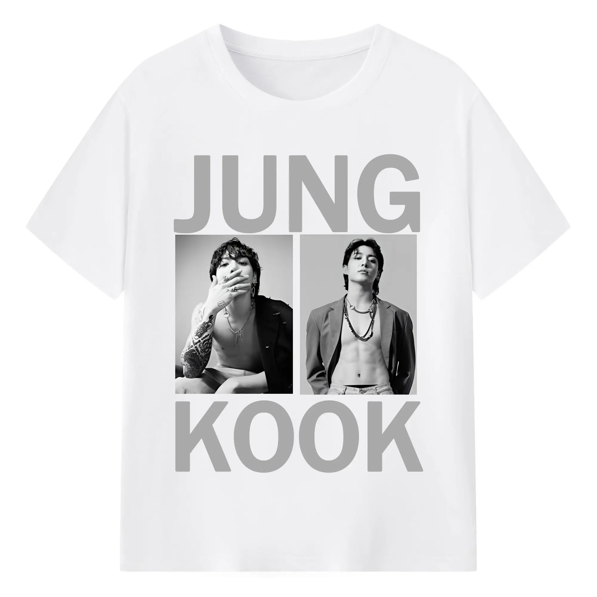 BTS ジョングク アルバム『Golden』シンプルデザイン限定 - 綿100％ 半袖Tシャツ ・ フロントプリント ・ 快適 通気性 ・ 日常使い 散歩 スポーツ用