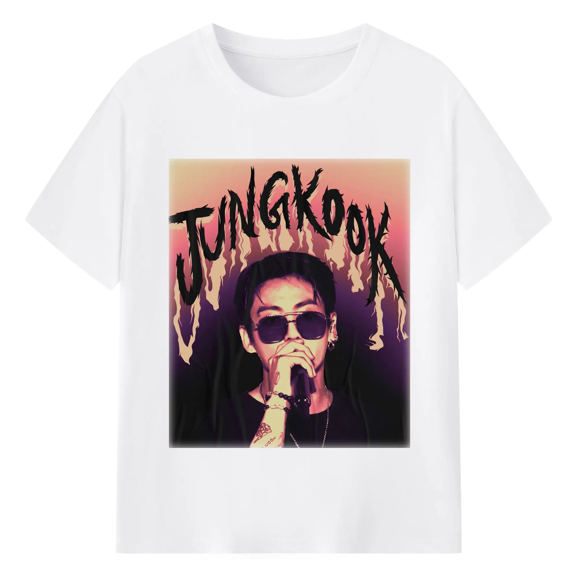 BTS ジョングク  ヴィンテージデザイン 韓流アイドル グッズ メンズ レディース対応 - 綿100％ 半袖Tシャツ ・ フロントプリント ・ 快適 通気性 ・ 日常使い 散歩 スポーツ用