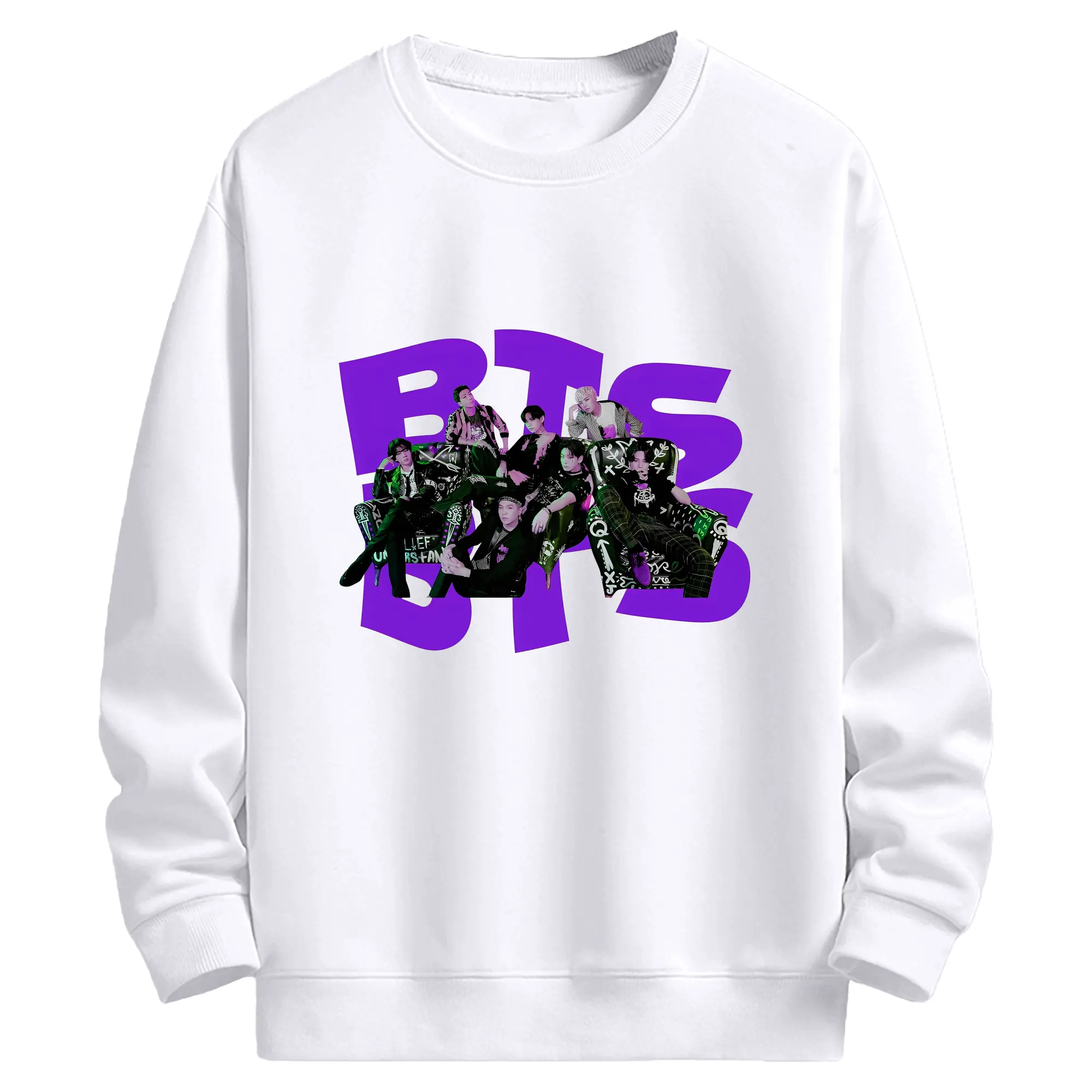 BTS 推し活💜ライブ・コンサート応援にぴったり - 高品質 クルーネック スウェット ・ コットン59％ ポリエステル41％ ・ ユニセックス 長袖 トレーナー ・ カジュアル デイリー スポーツ 散歩用