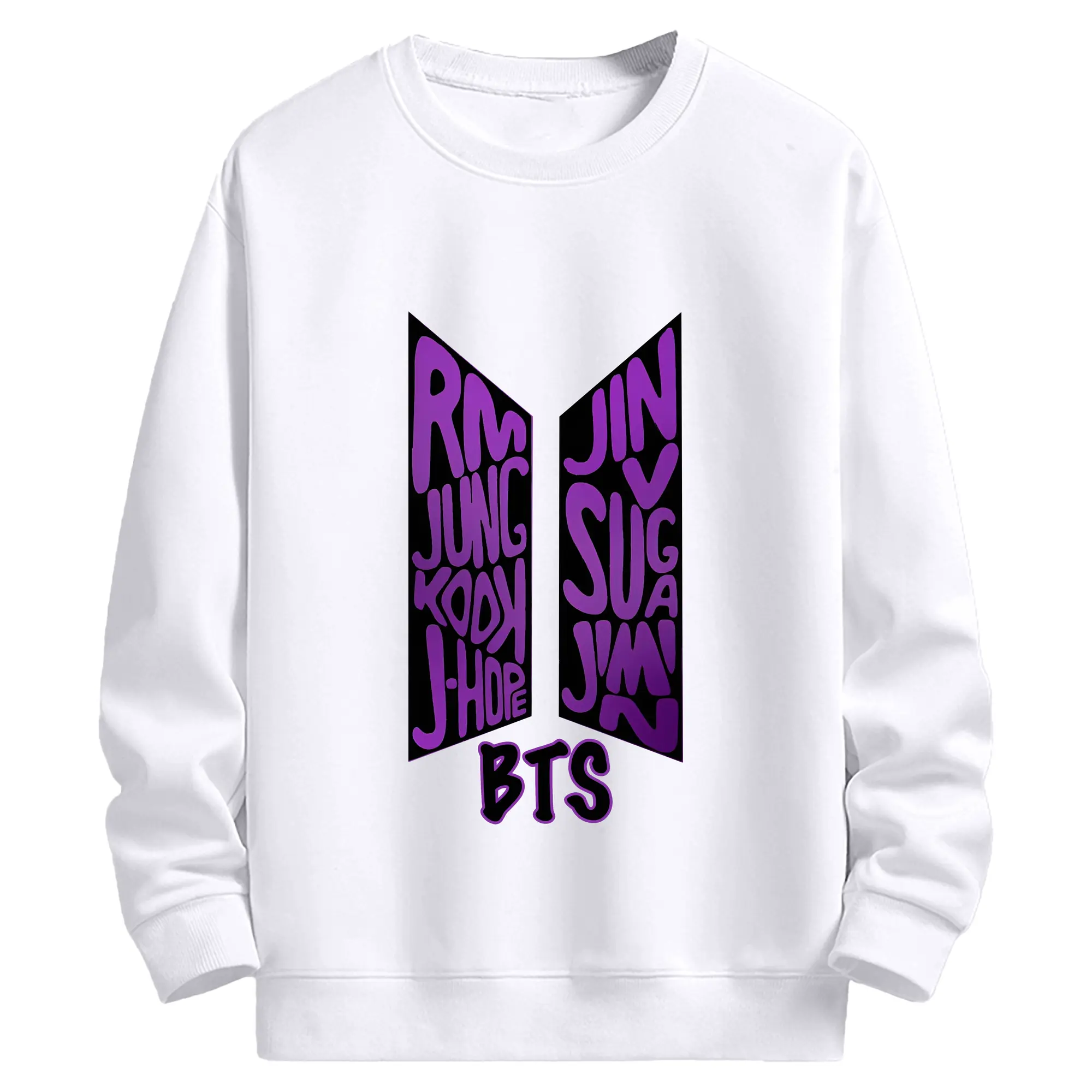 BTS 推し活💜ライブ・コンサート応援にぴったり - 高品質 クルーネック スウェット ・ コットン59％ ポリエステル41％ ・ ユニセックス 長袖 トレーナー ・ カジュアル デイリー スポーツ 散歩用