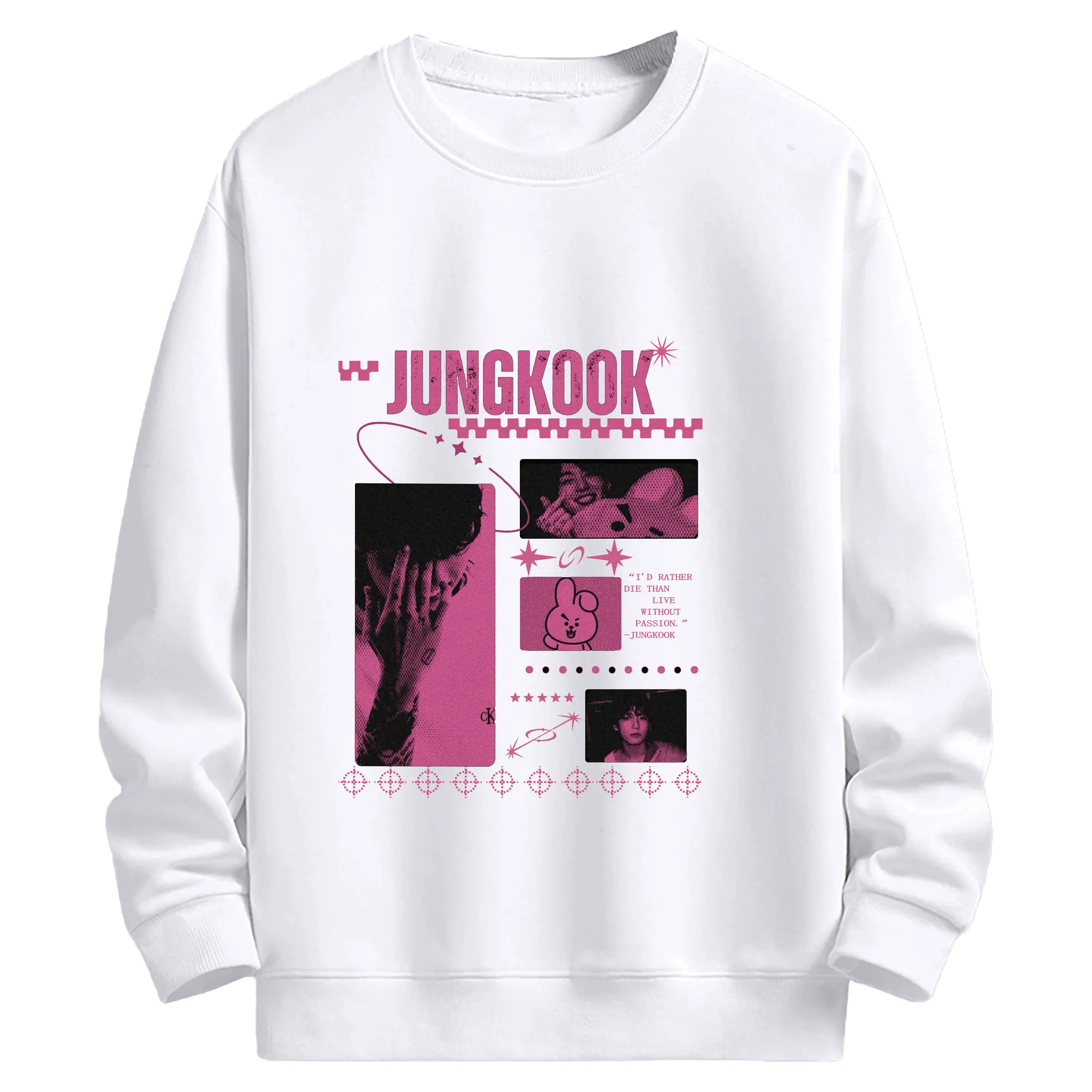 ジョングク KPOPフォトプリント トレンドファッション - 高品質 クルーネック スウェット ・ コットン59％ ポリエステル41％ ・ ユニセックス 長袖 トレーナー ・ カジュアル デイリー スポーツ 散歩用