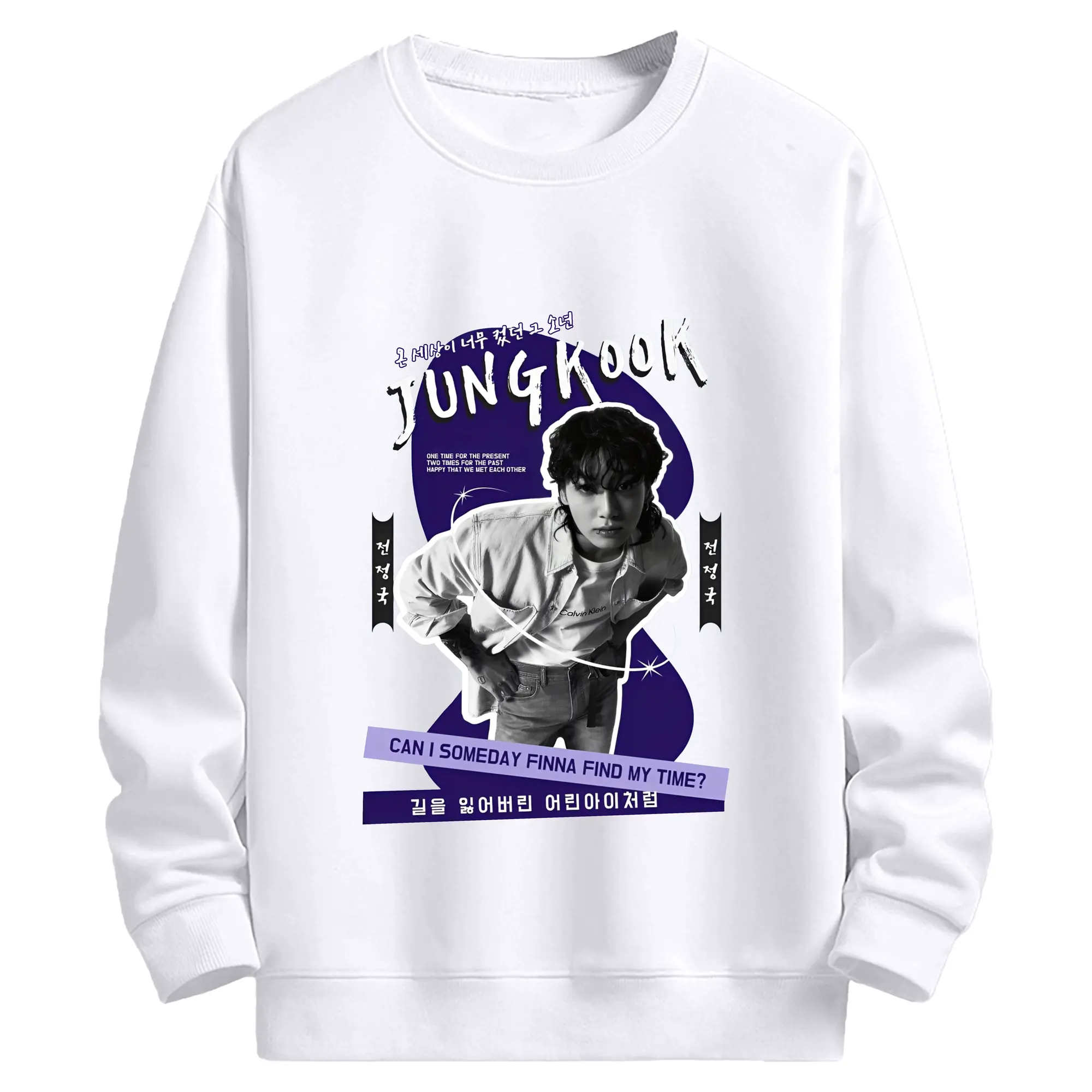 K-POP ジョングク ファンアート 韓流アイドル 推し活コーデ - 高品質 クルーネック スウェット ・ コットン59％ ポリエステル41％ ・ ユニセックス 長袖 トレーナー ・ カジュアル デイリー スポーツ 散歩用