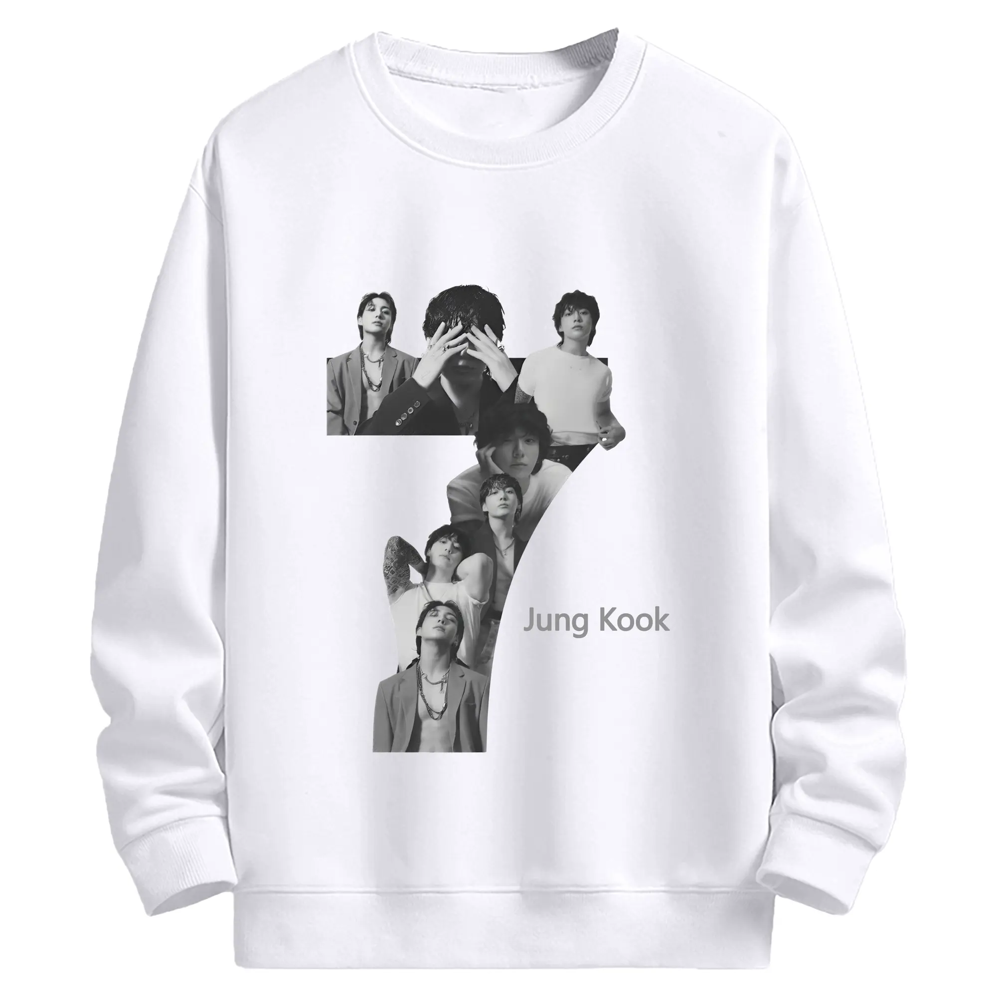 BTS ジョングク アルバム『Seven』シンプルデザイン限定 - 高品質 クルーネック スウェット ・ コットン59％ ポリエステル41％ ・ ユニセックス 長袖 トレーナー ・ カジュアル デイリー スポーツ 散歩用