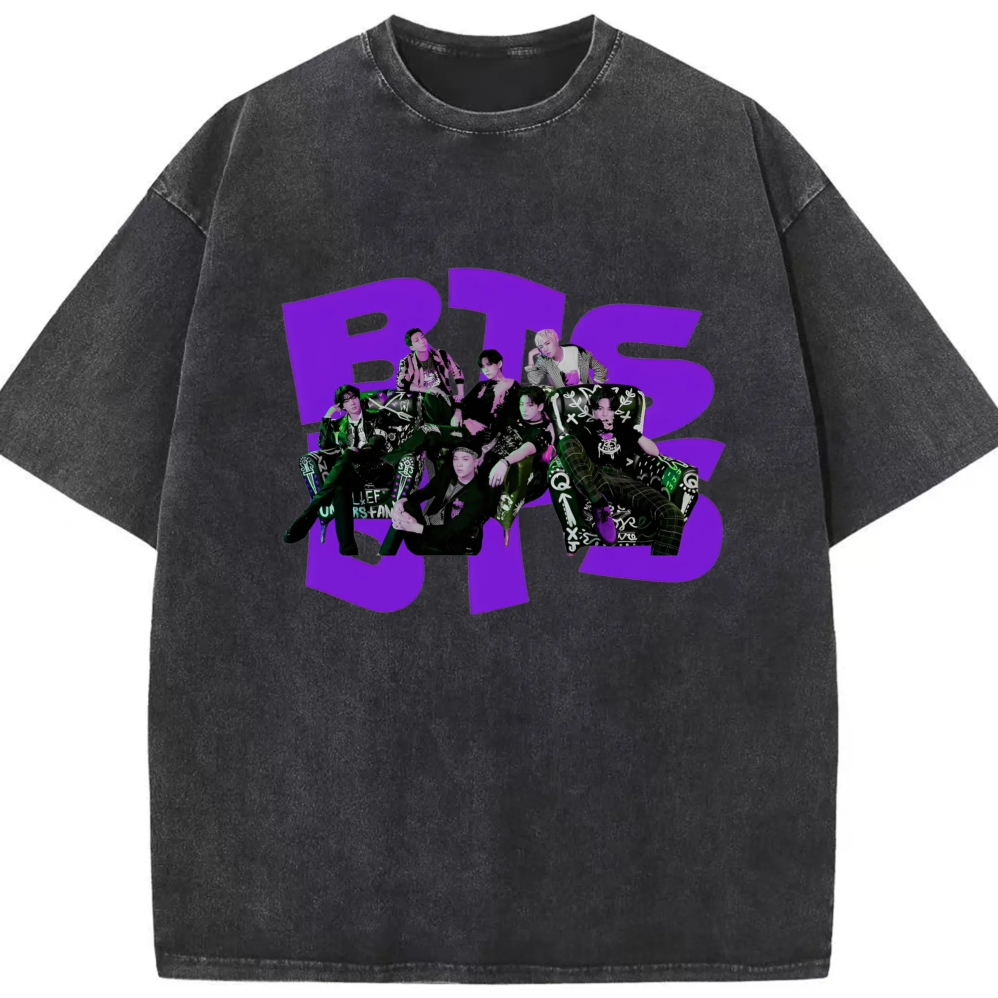 BTS 推し活💜ライブ・コンサート応援にぴったり - 綿100％ ヴィンテージ風 半袖Tシャツ ・ フロントプリント ・ 柔らか肌触り ・ 通気性 快適 ・ スポーツ カジュアル 外出用