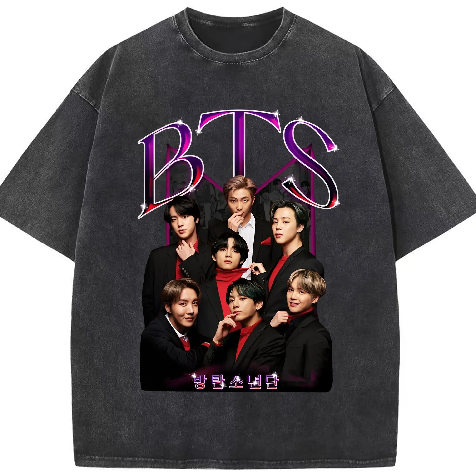 BTS 限定グッズ 2025新作✨ARMY必見！メンバー別デザイン - 綿100％ ヴィンテージ風 半袖Tシャツ ・ フロントプリント ・ 柔らか肌触り ・ 通気性 快適 ・ スポーツ カジュアル 外出用