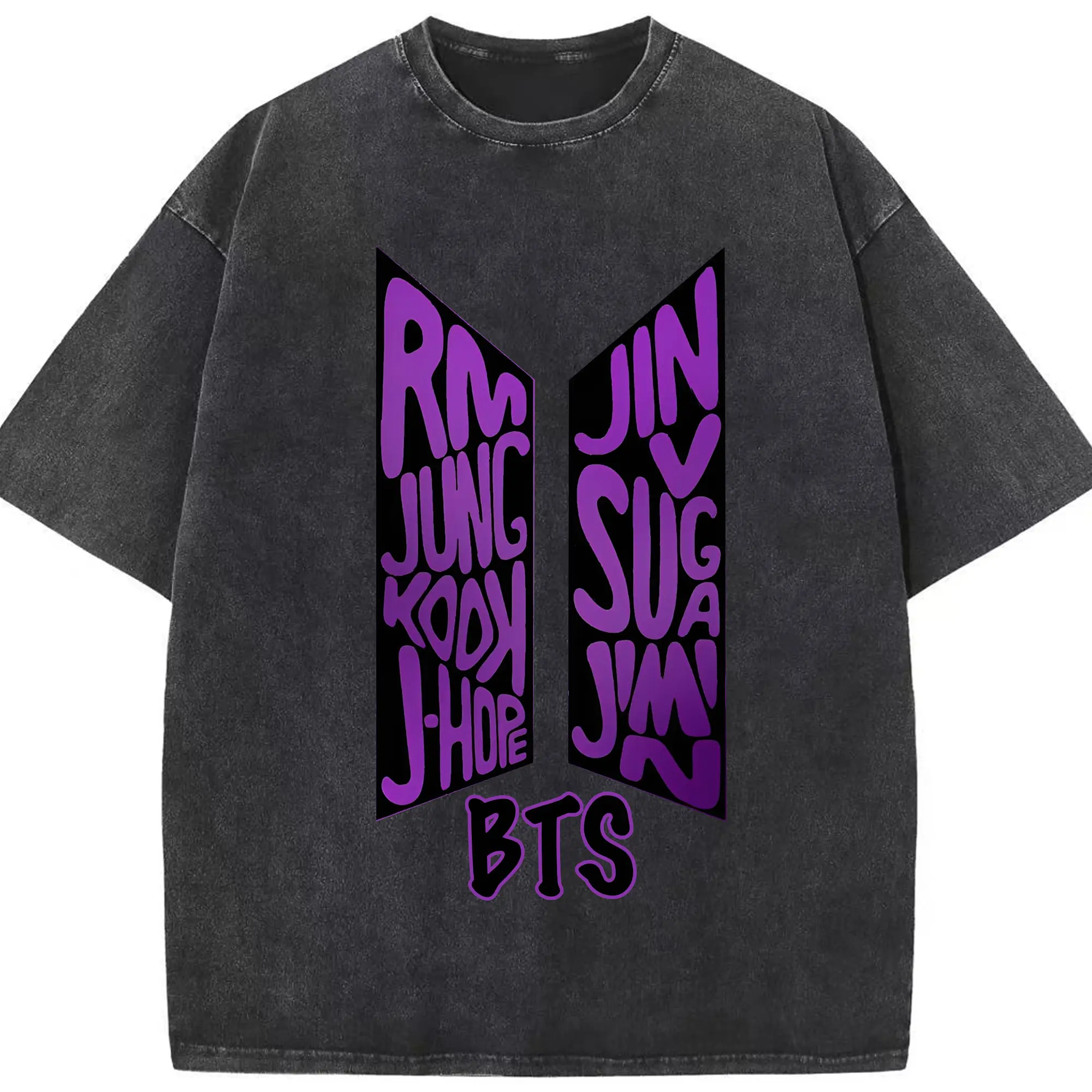 BTS 推し活💜ライブ・コンサート応援にぴったり - 綿100％ ヴィンテージ風 半袖Tシャツ ・ フロントプリント ・ 柔らか肌触り ・ 通気性 快適 ・ スポーツ カジュアル 外出用