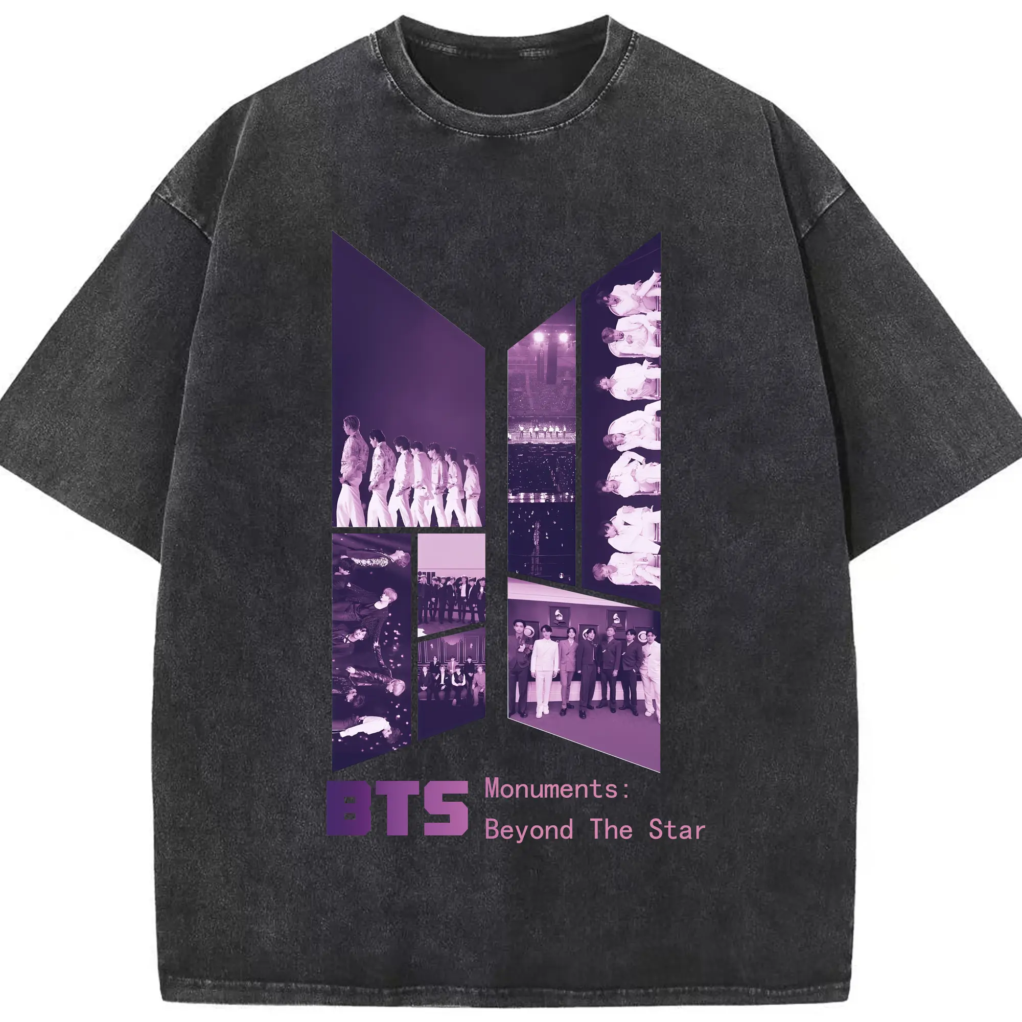 シンプルロゴKPOPファン愛用モデル - 綿100％ ヴィンテージ風 半袖Tシャツ ・ フロントプリント ・ 柔らか肌触り ・ 通気性 快適 ・ スポーツ カジュアル 外出用