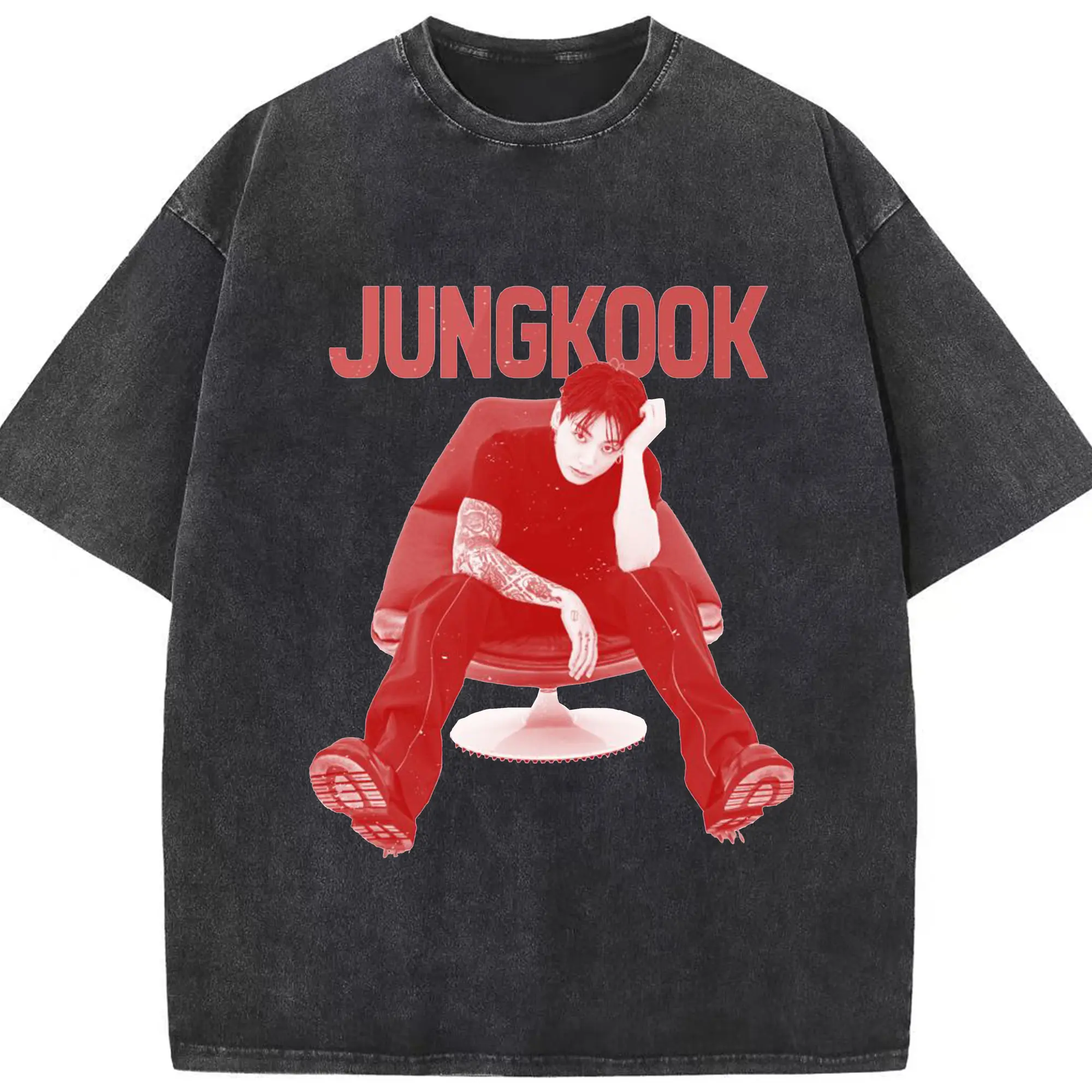 JUNG KOOK『Golden』限定✨BTS ジョングク ファングッズ - 綿100％ ヴィンテージ風 半袖Tシャツ ・ フロントプリント ・ 柔らか肌触り ・ 通気性 快適 ・ スポーツ カジュアル 外出用