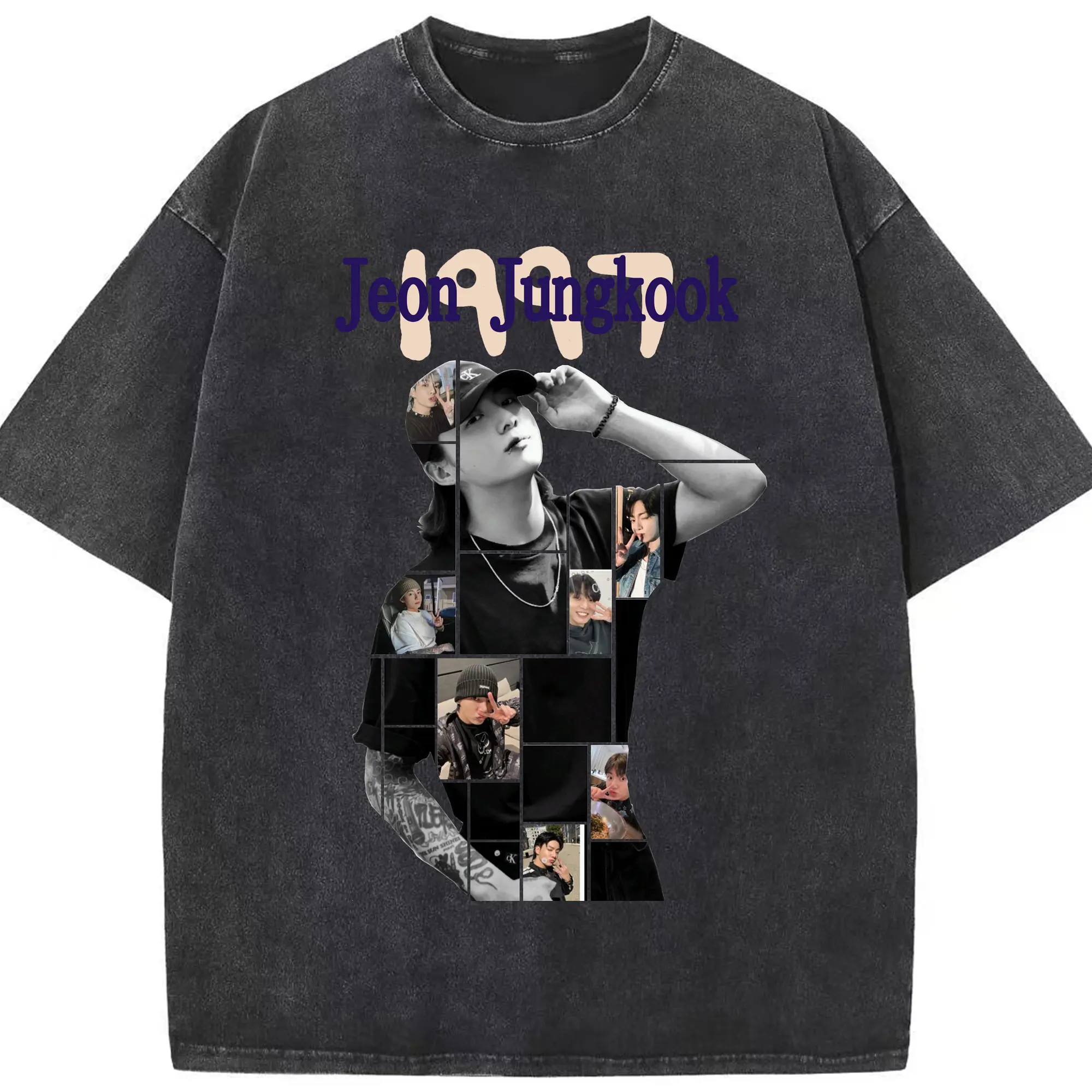 音楽がつなぐ奇跡 Jungkook × Taylor Swift 限定デザイン - 綿100％ ヴィンテージ風 半袖Tシャツ ・ フロントプリント ・ 柔らか肌触り ・ 通気性 快適 ・ スポーツ カジュアル 外出用