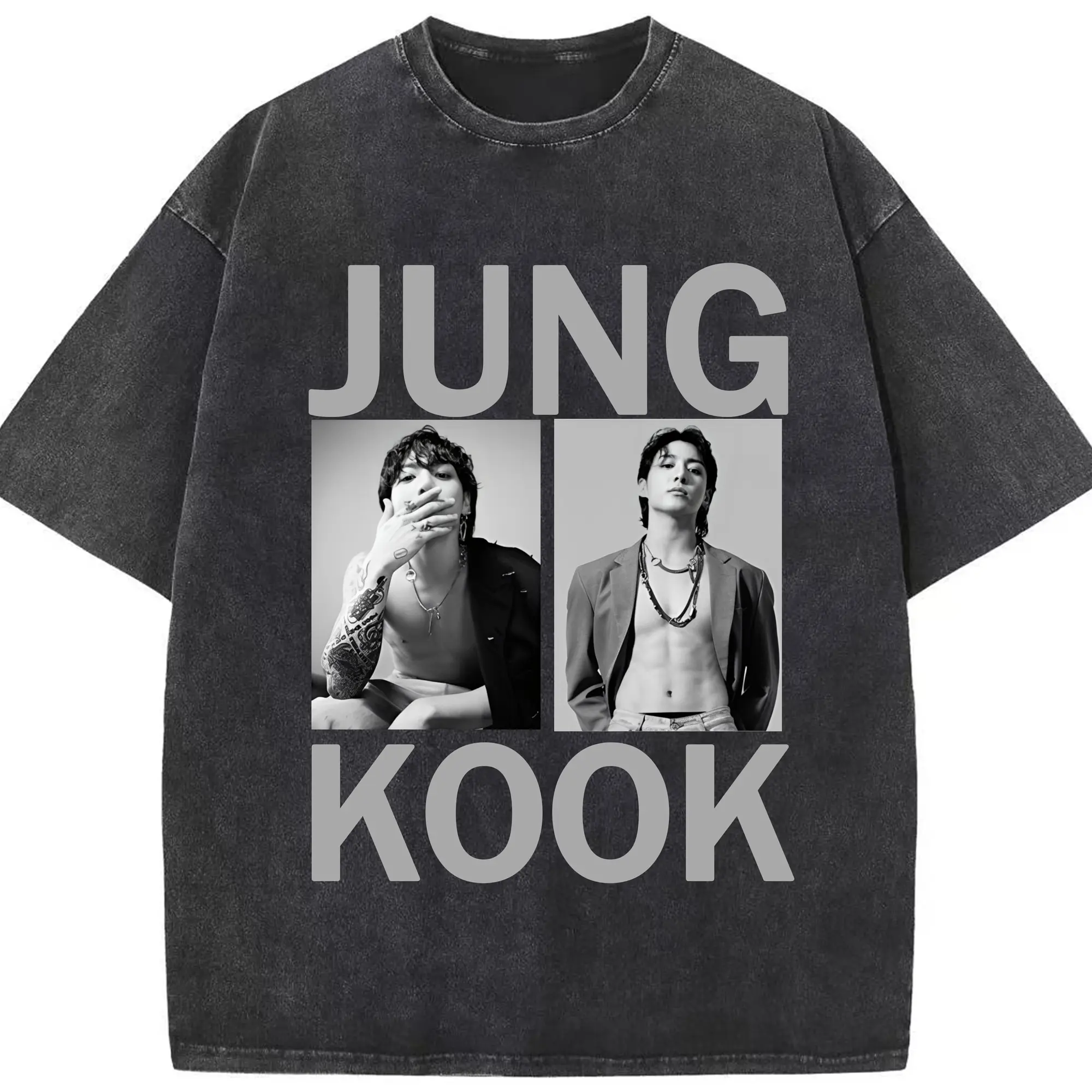 BTS ジョングク アルバム『Golden』シンプルデザイン限定 - 綿100％ ヴィンテージ風 半袖Tシャツ ・ フロントプリント ・ 柔らか肌触り ・ 通気性 快適 ・ スポーツ カジュアル 外出用