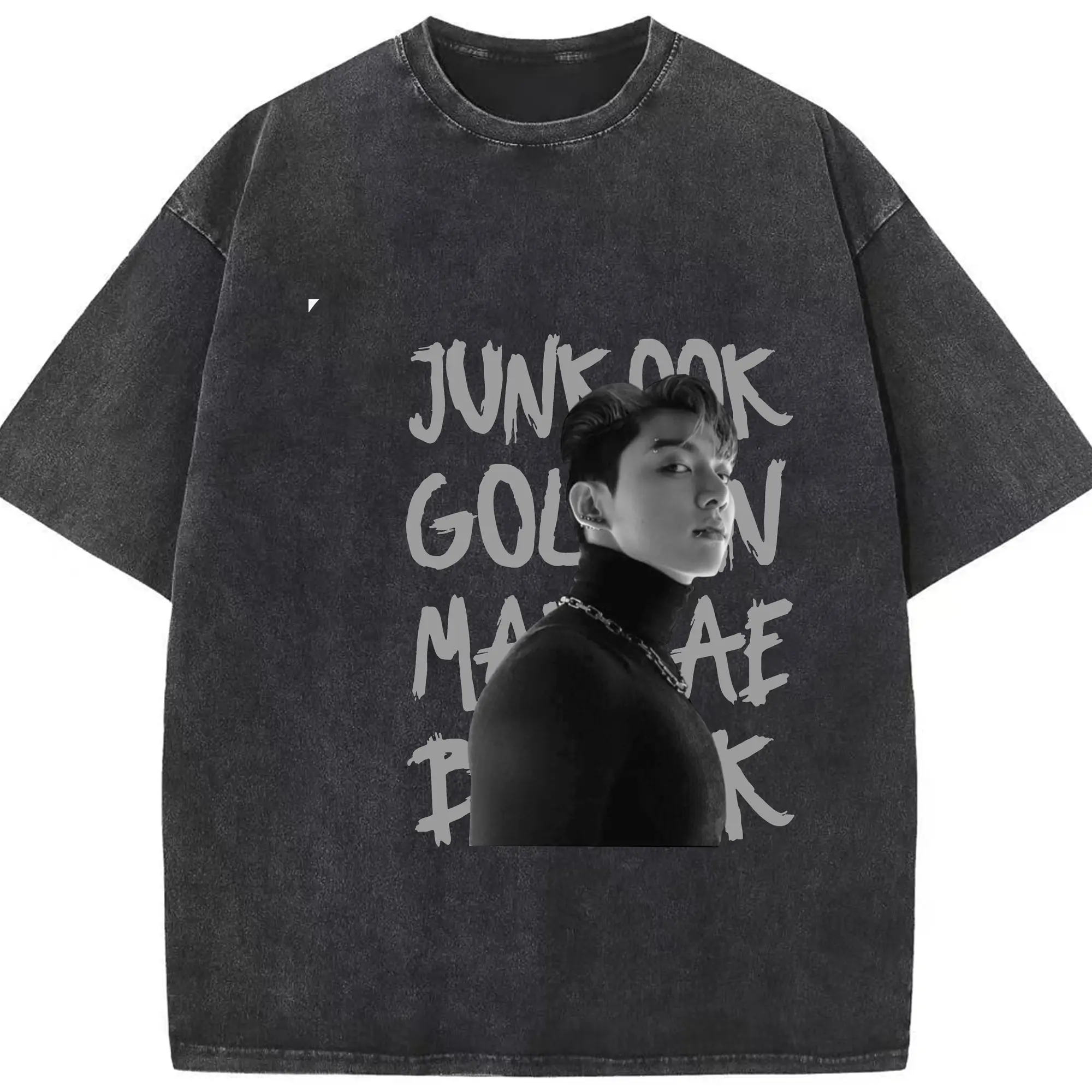 ジョングク フォトデザインファン喜ぶ特別デザイン - 綿100％ ヴィンテージ風 半袖Tシャツ ・ フロントプリント ・ 柔らか肌触り ・ 通気性 快適 ・ スポーツ カジュアル 外出用