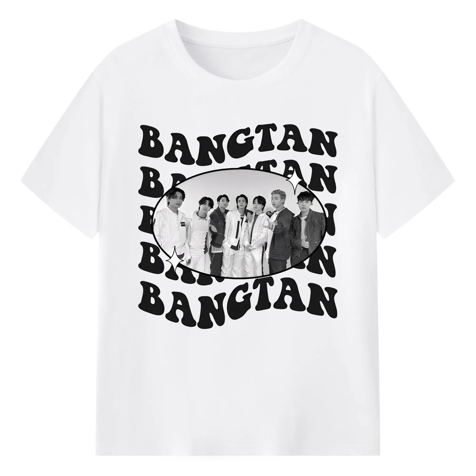 BTS メンバー風 韓流ストリート 男女兼用 人気コーデ - 綿100％ 半袖Tシャツ ・ フロントプリント ・ 快適 通気性 ・ 日常使い 散歩 スポーツ用
