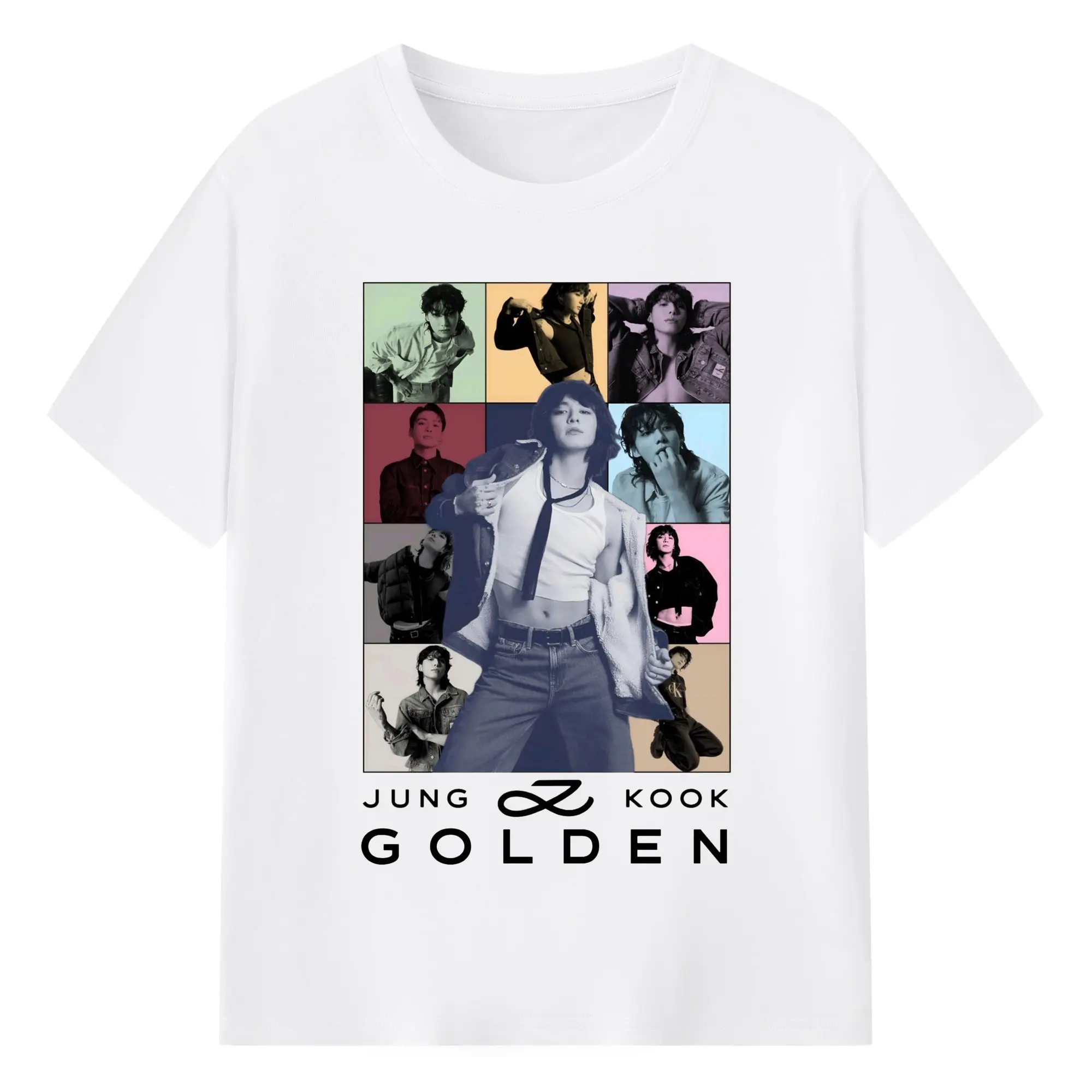 ジョングク GOLDEN アルバム記念 2025限定デザイン - 綿100％ 半袖Tシャツ ・ フロントプリント ・ 快適 通気性 ・ 日常使い 散歩 スポーツ用
