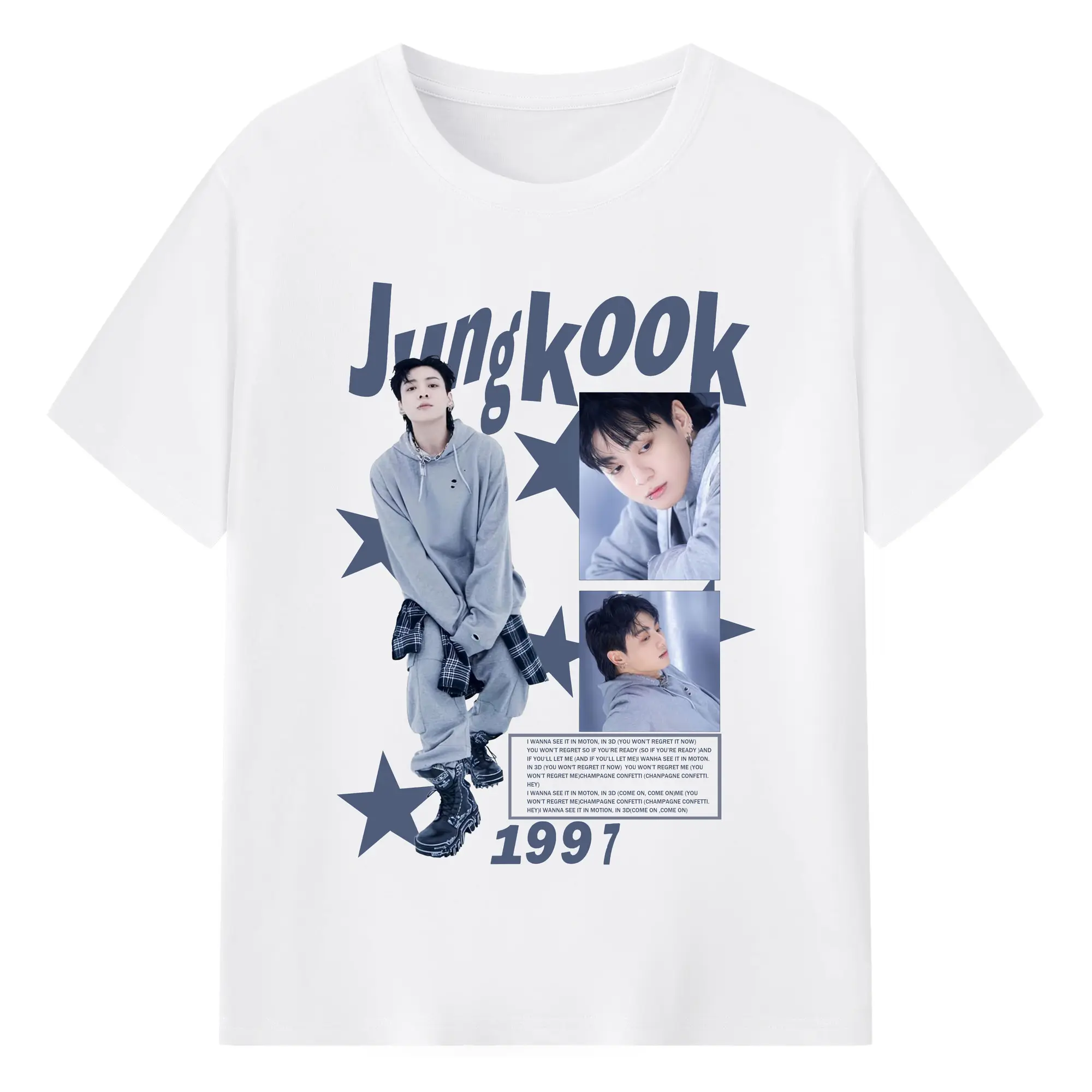 ジョングク “3D” モチーフTシャツ 韓流ファン注目トレンド - 綿100％ 半袖Tシャツ ・ フロントプリント ・ 快適 通気性 ・ 日常使い 散歩 スポーツ用